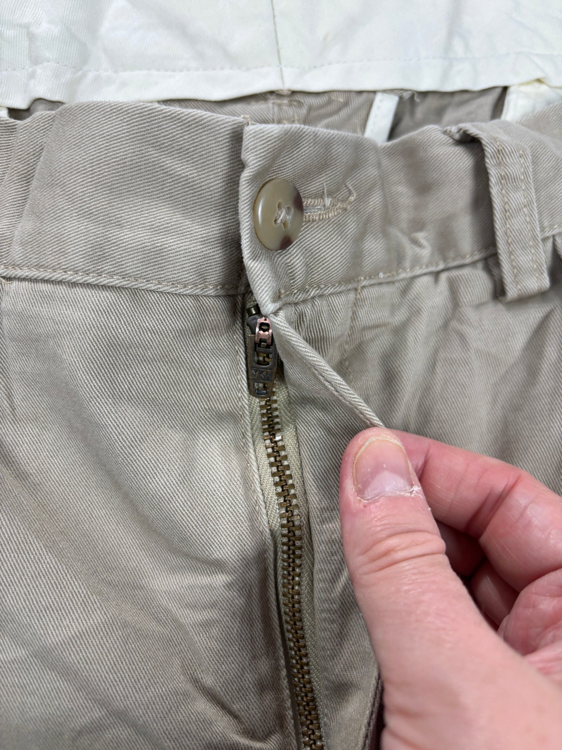 Vintage Polo Ralph Lauren Pants Men's 34 in Grey Wide Chino Trousers