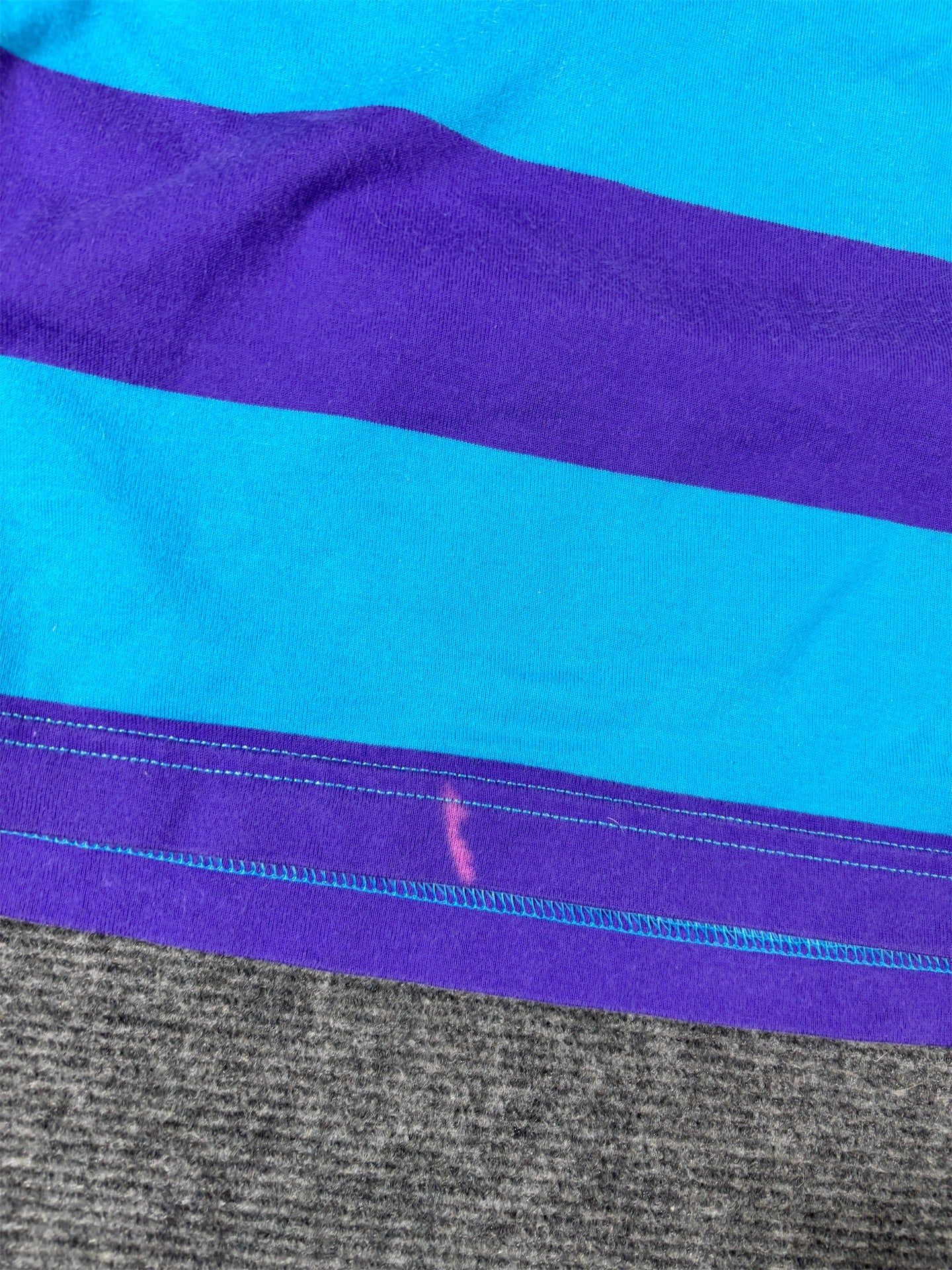 Nike Striped Polo Shirt Men’s L Blue Purple Cotton Chest Logo Collared Neck