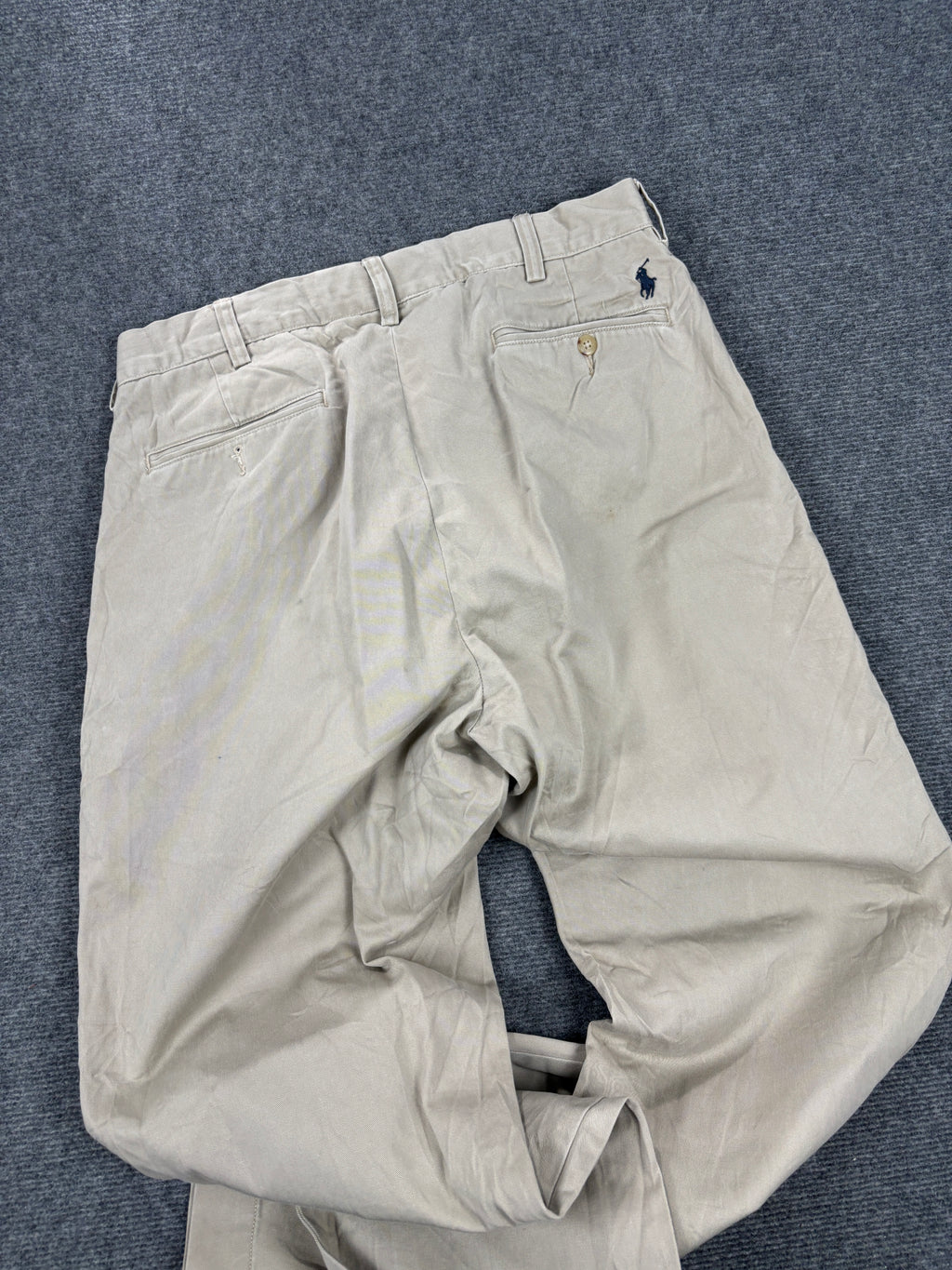 Vintage Polo Ralph Lauren Pants Men's 34 in Grey Wide Chino Trousers