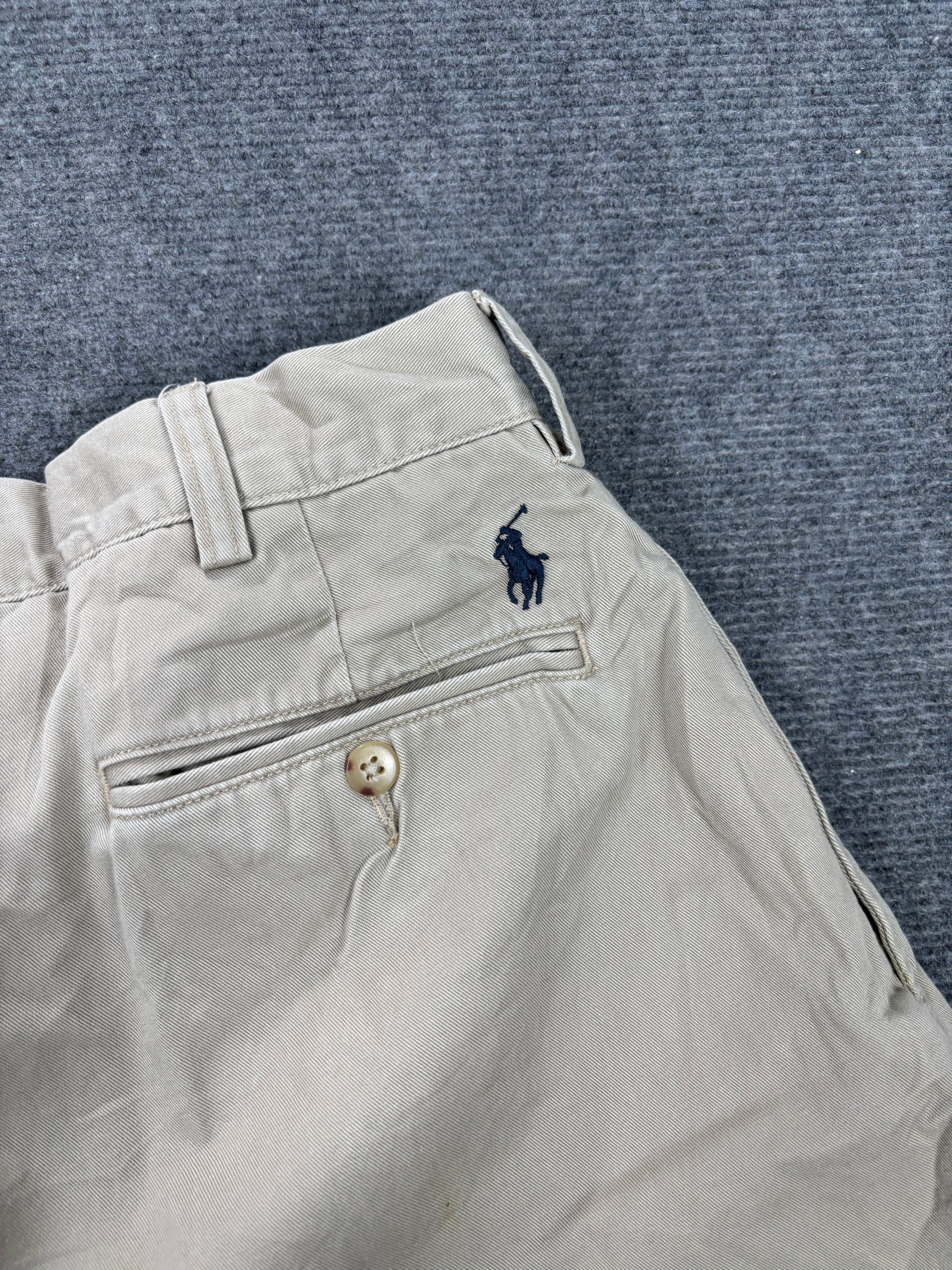 Vintage Polo Ralph Lauren Pants Men's 34 in Grey Wide Chino Trousers