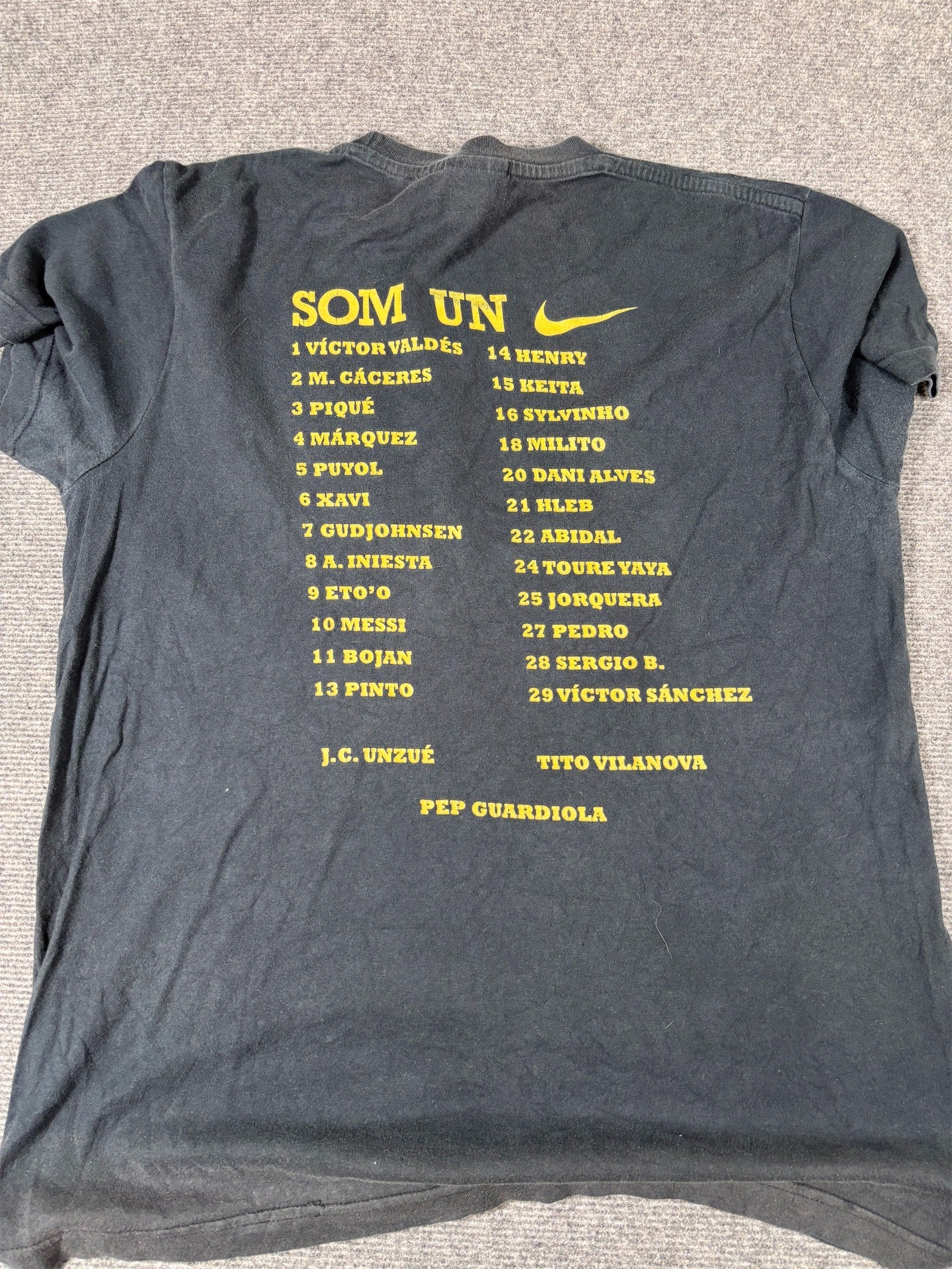 FC Barcelona 08/09 Offical Treble Nike T-shirt Size L Black Messi Barça Tee