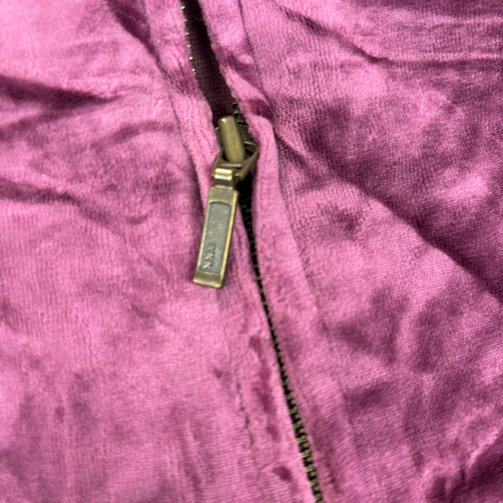 Y2K Gap Velour Jumper Women's Small Purple Crushed Fabric Zip Up