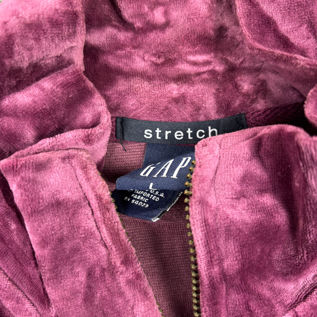 Y2K Gap Velour Jumper Women's Small Purple Crushed Fabric Zip Up