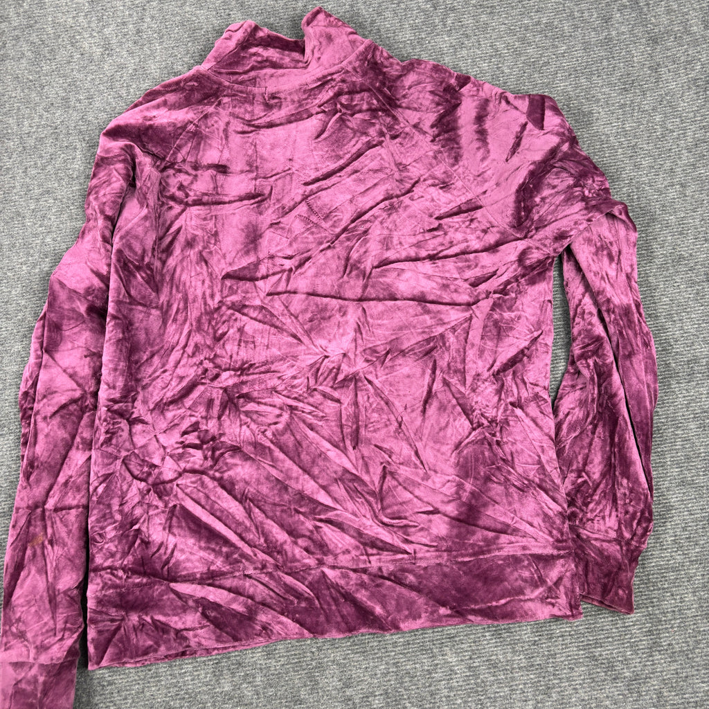Y2K Gap Velour Jumper Women's Small Purple Crushed Fabric Zip Up
