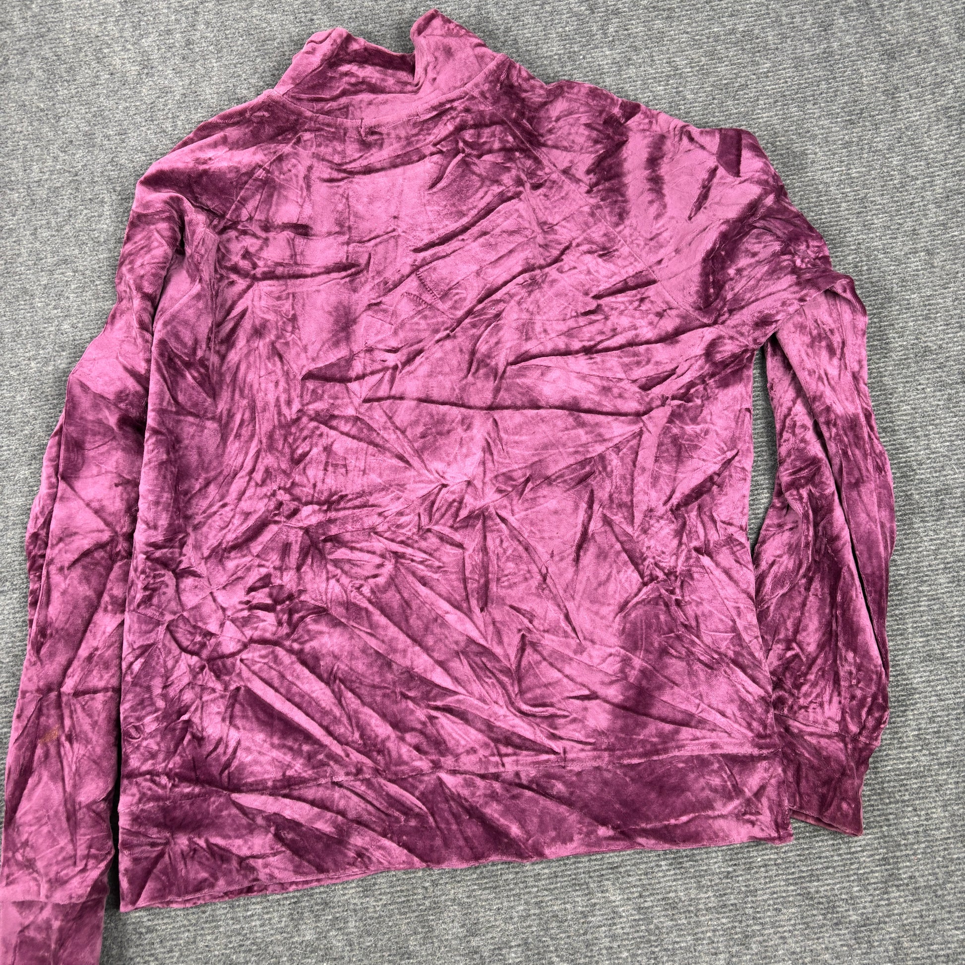 Y2K Gap Velour Jumper Women's Small Purple Crushed Fabric Zip Up