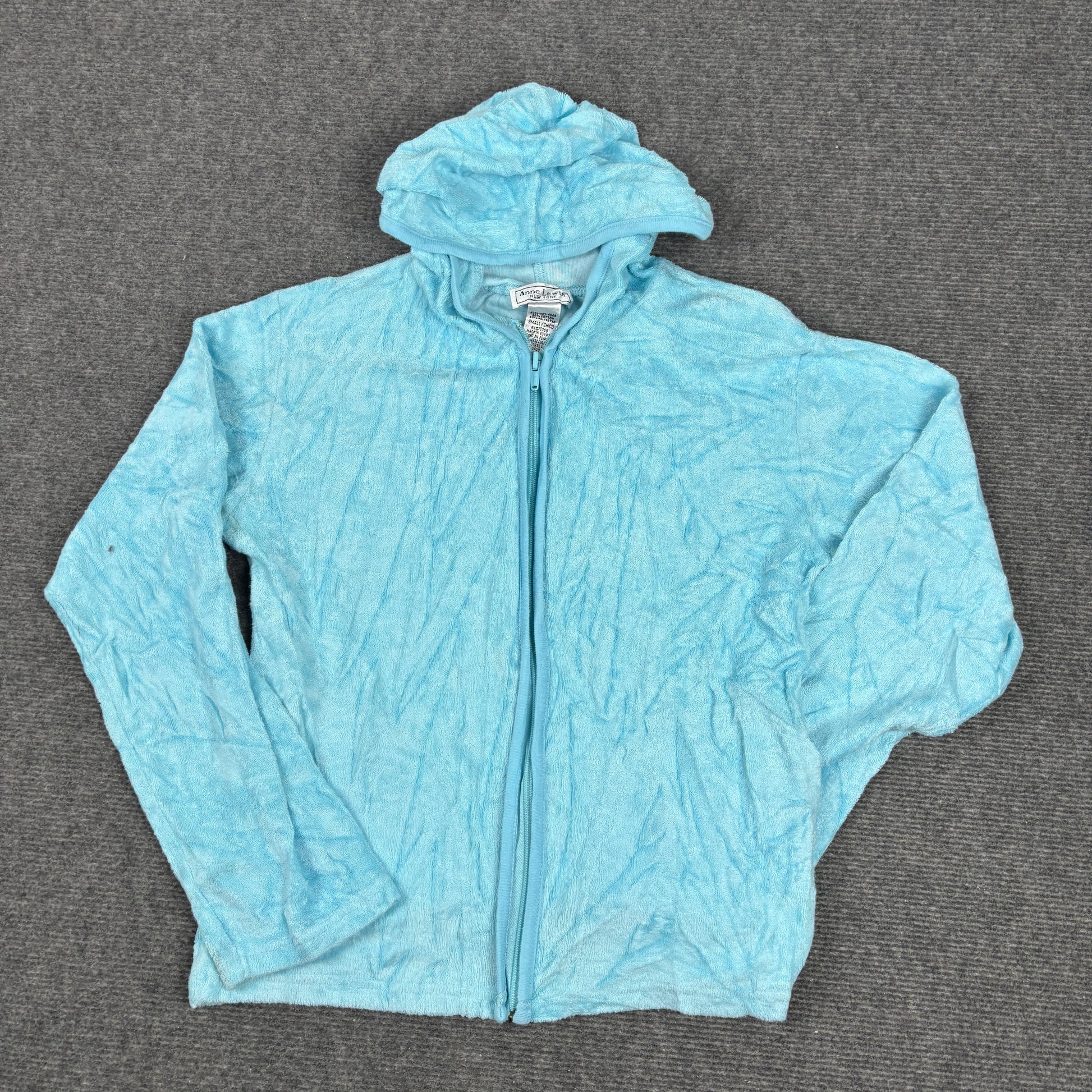 Y2K Anne Lewin Velour Hoodie Women's XS Blue Jumper
