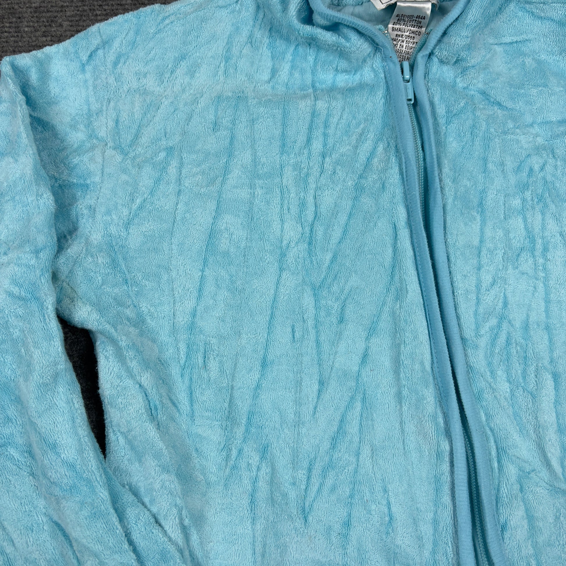 Y2K Anne Lewin Velour Hoodie Women's XS Blue Jumper