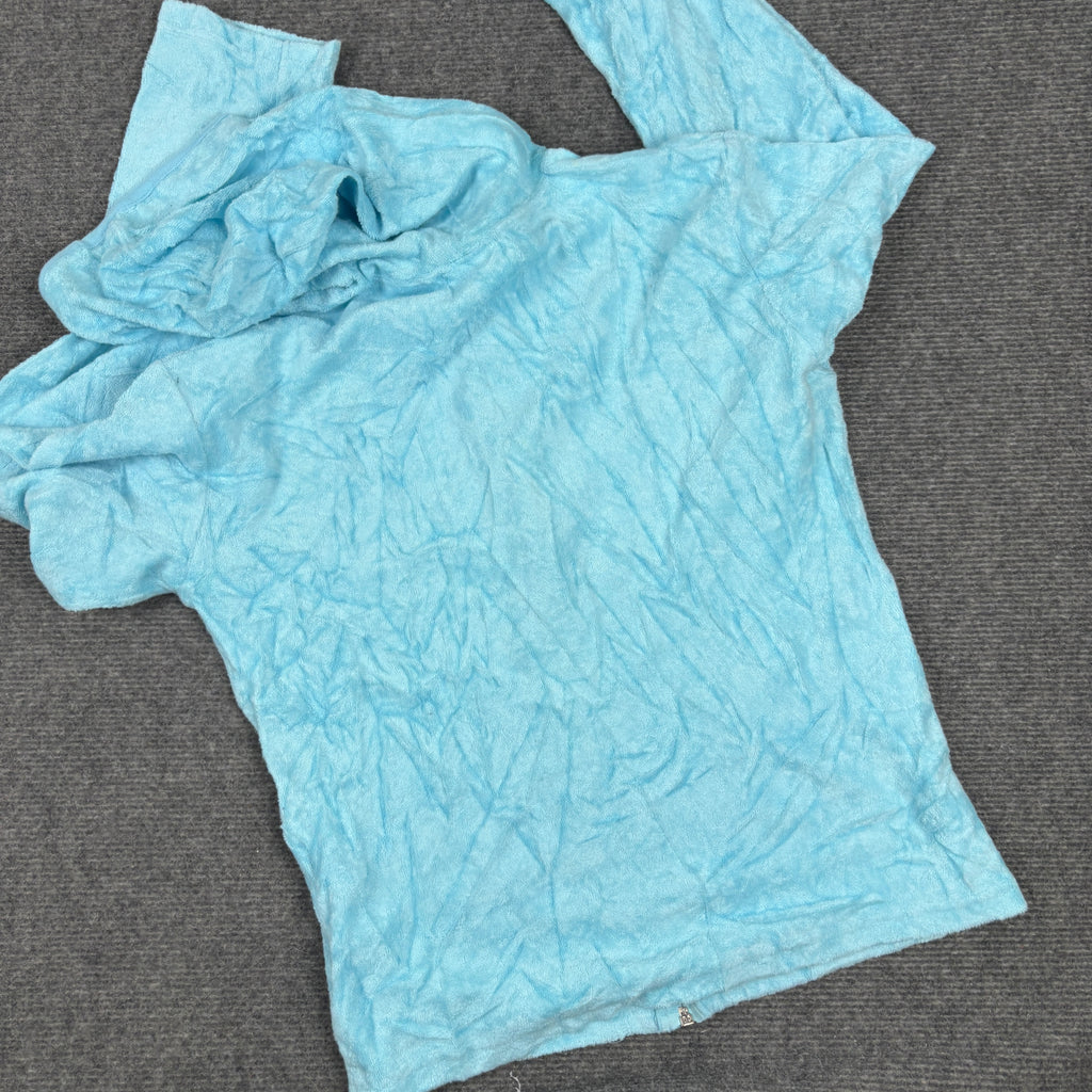 Y2K Anne Lewin Velour Hoodie Women's XS Blue Jumper