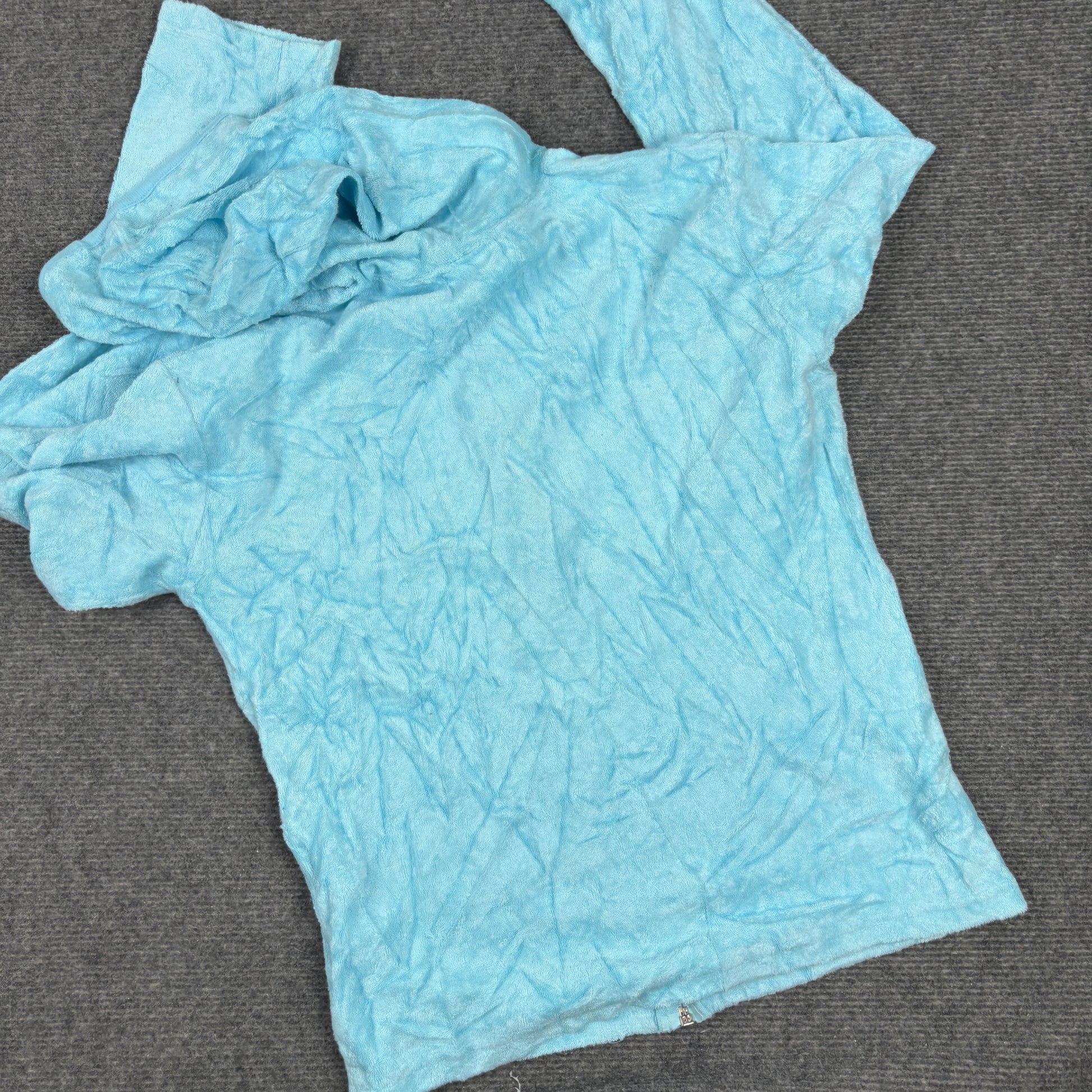 Y2K Anne Lewin Velour Hoodie Women's XS Blue Jumper