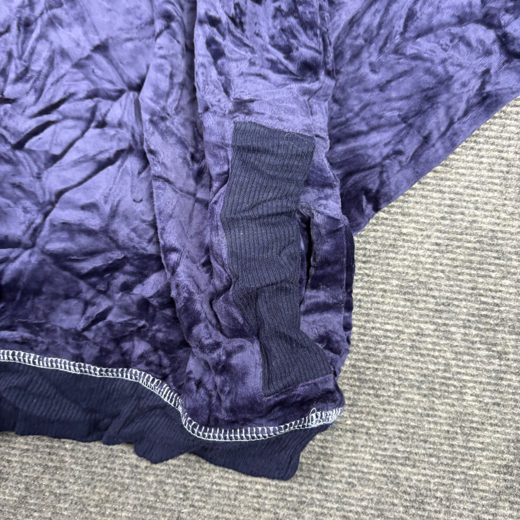 2000s Tommy Hilfiger Velour Hoodie Women's Small Navy Blue Jumper