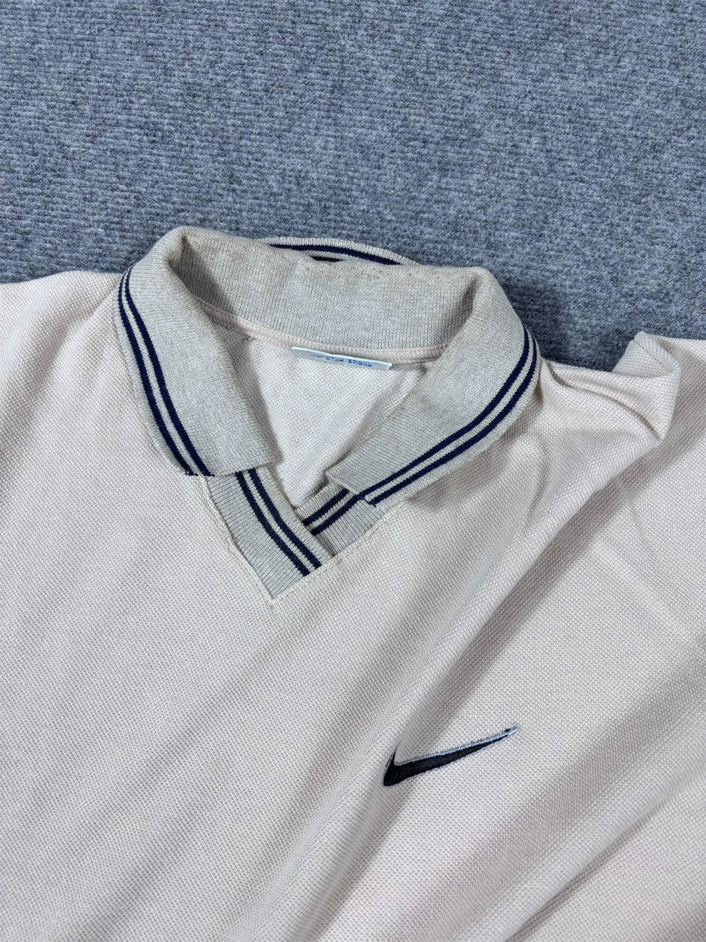 Vintage 80s Nike Polo Shirt Men’s XL Beige Black Swoosh Oregon Tag Collared