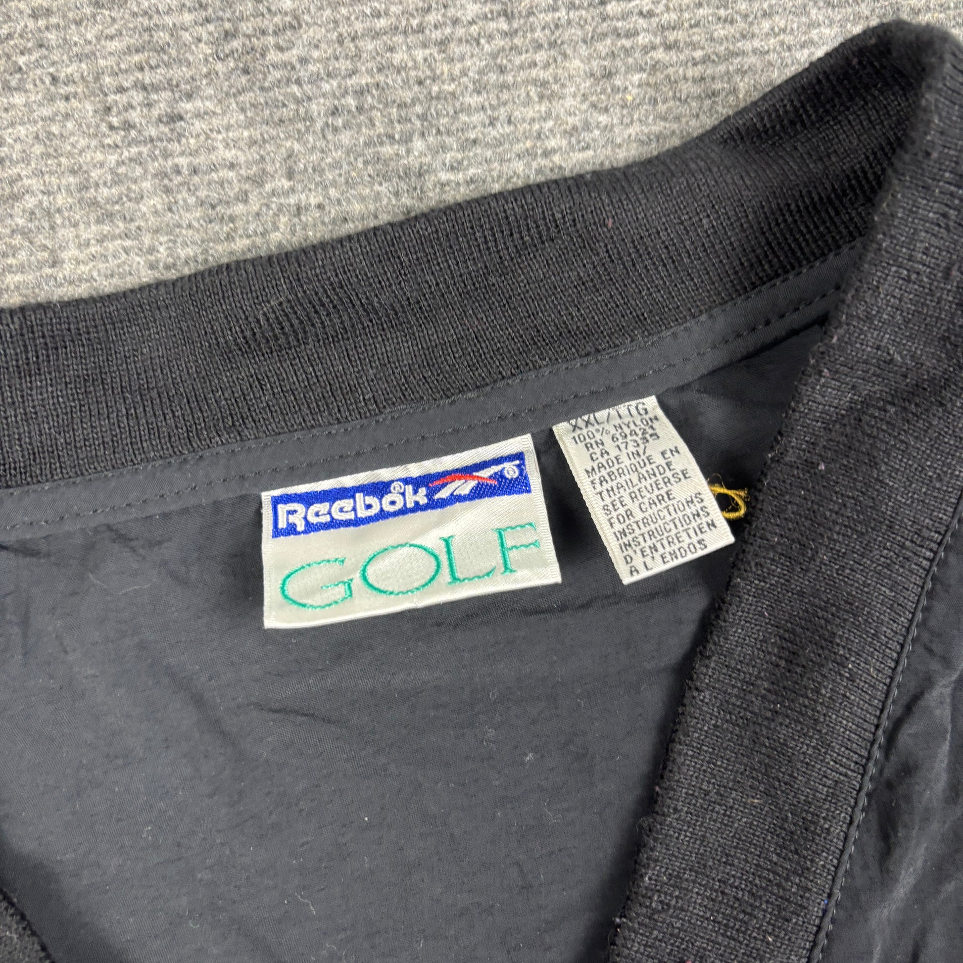 Vintage Reebok Golf V-neck Pullover Men's XXL Black Windbreaker