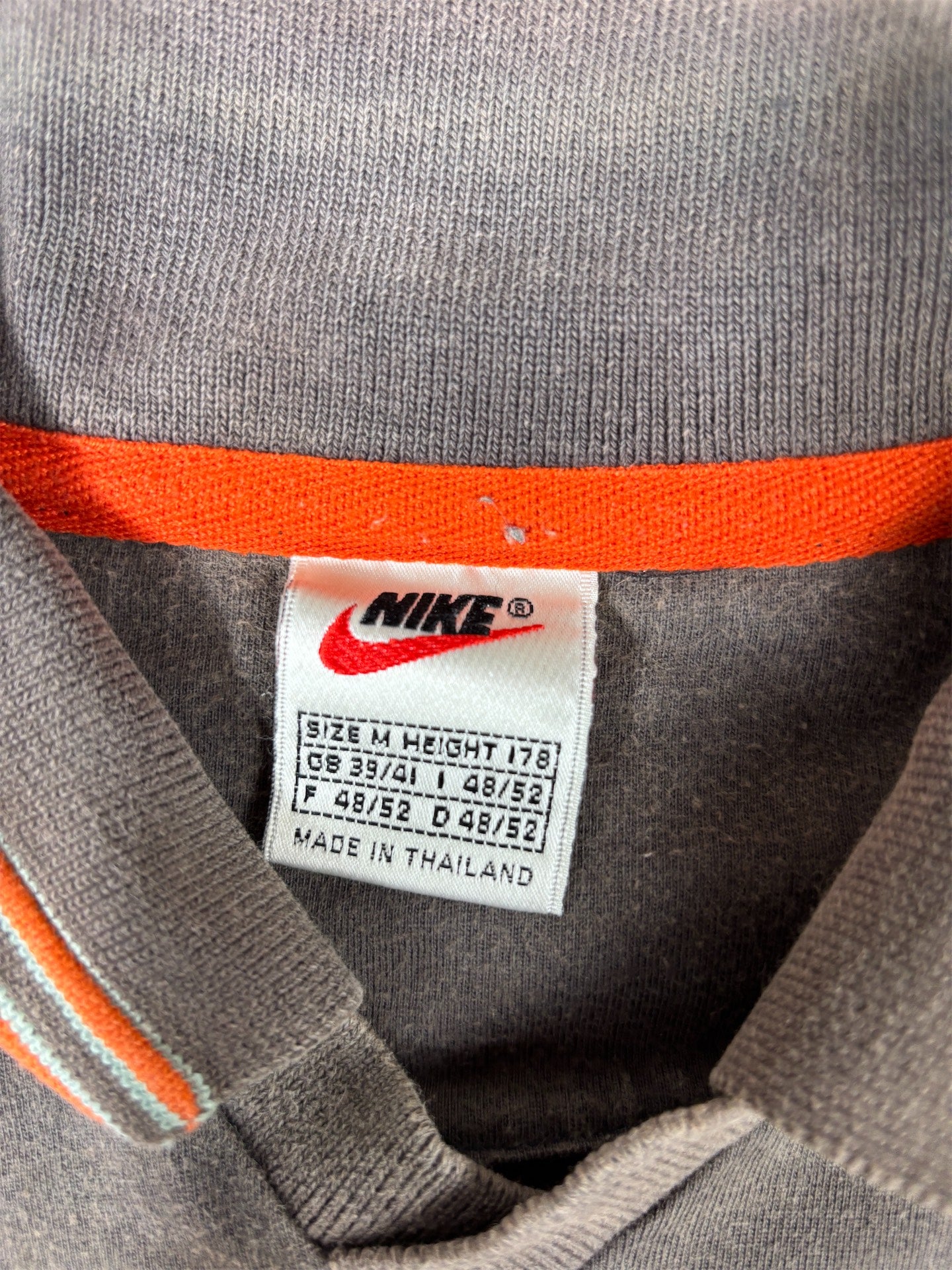 Vintage 90s Nike Rugby Polo Shirt Men’s M Brown Orange Chest Swoosh Back Spell Out