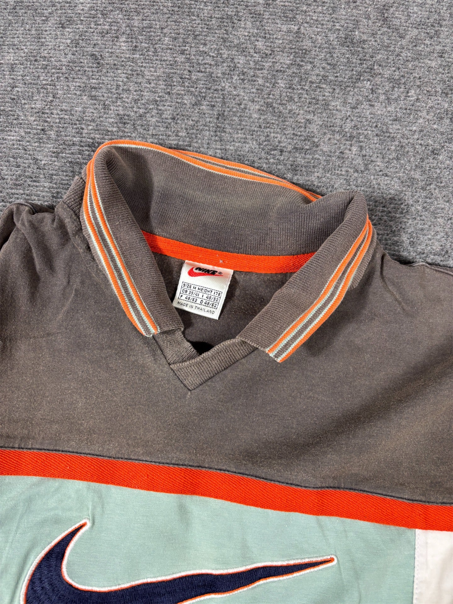 Vintage 90s Nike Rugby Polo Shirt Men’s M Brown Orange Chest Swoosh Back Spell Out