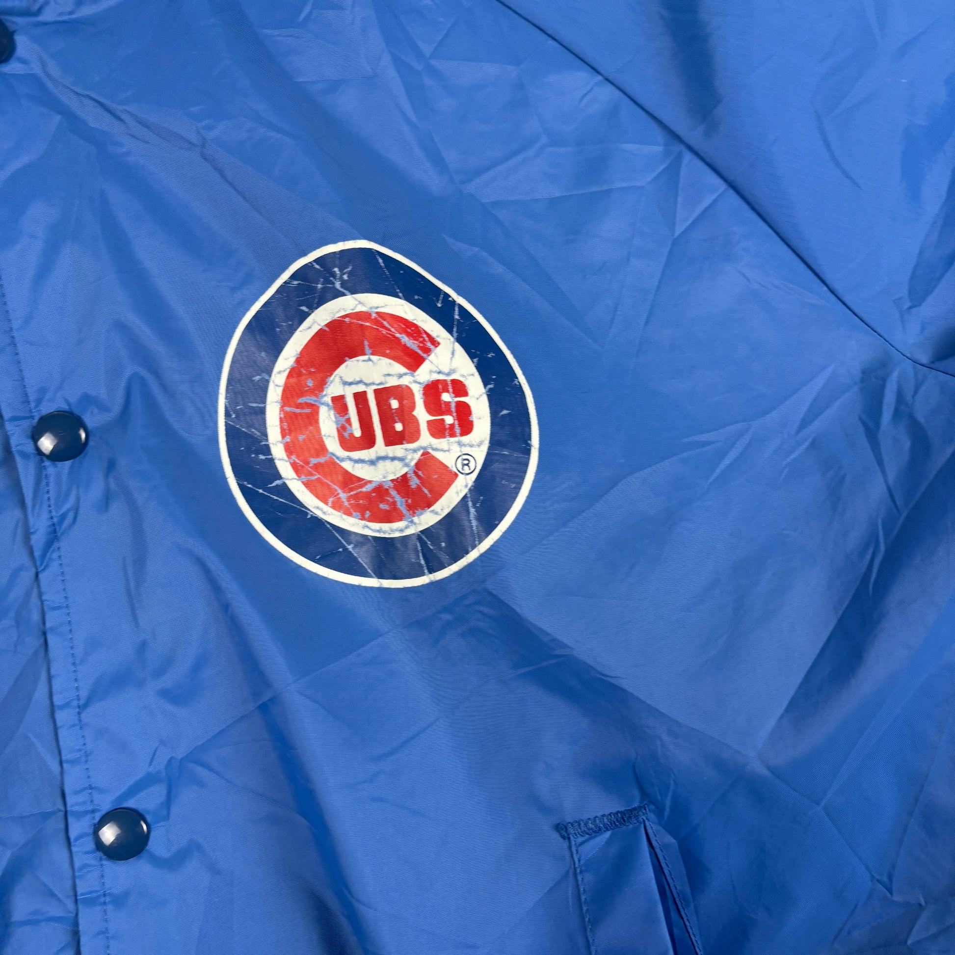 Vintage Chicago Cubs Jacket Men's XL Blue Snap Button Windbreaker