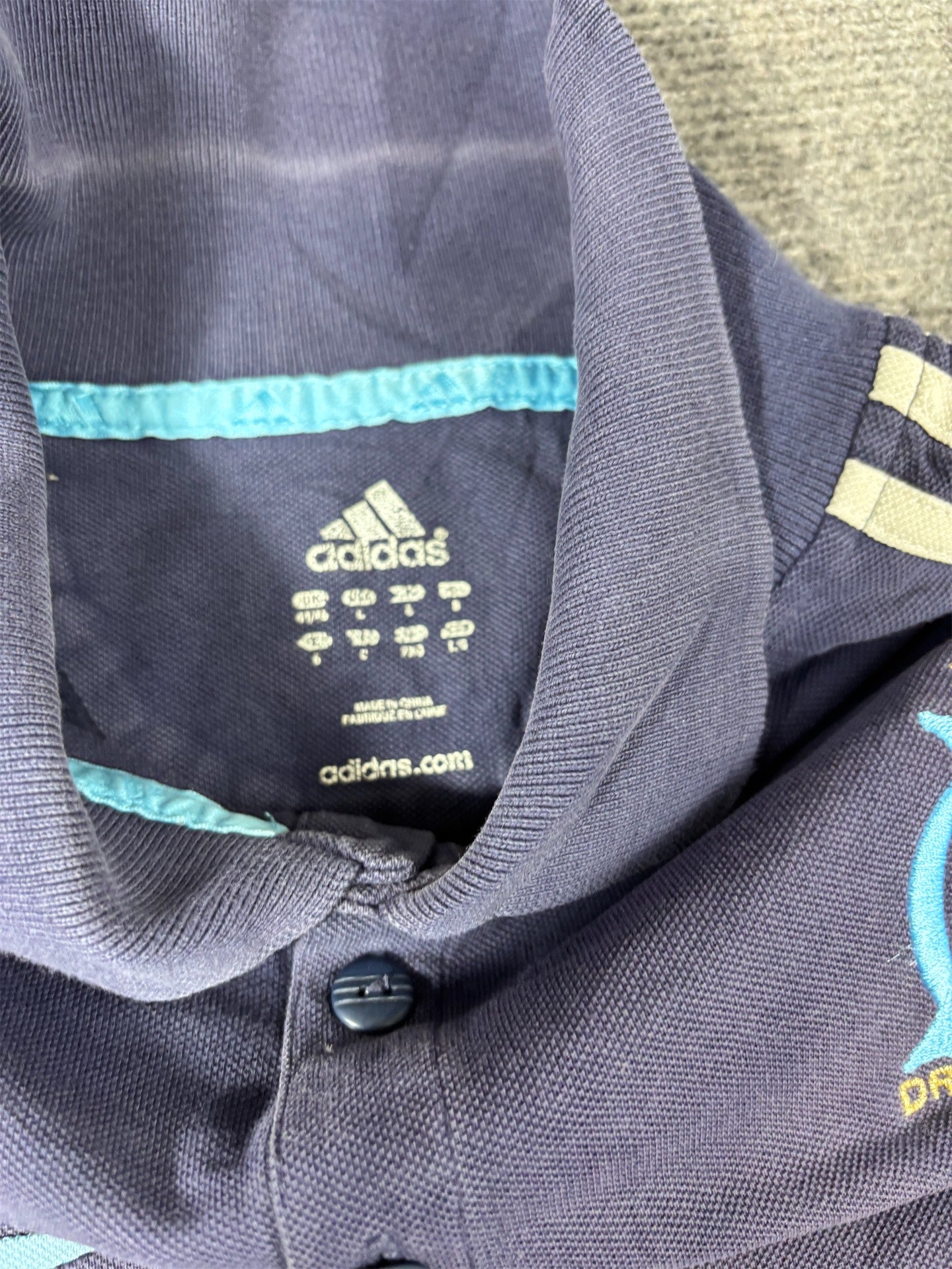 Vintage Y2K Adidas Olympique Marseille Polo Men’s L Navy Blue Predator Badge Logos L/S