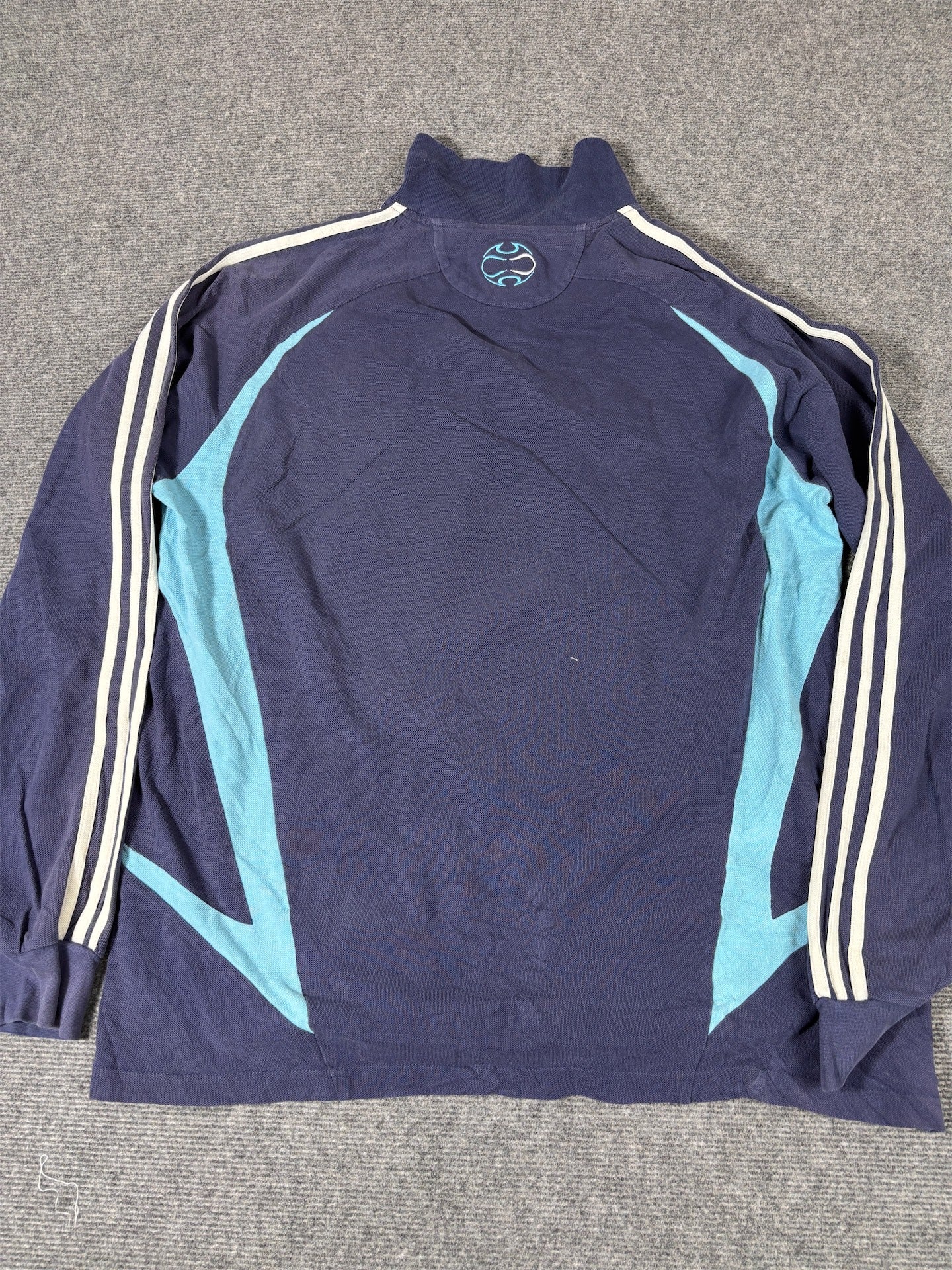 Vintage Y2K Adidas Olympique Marseille Polo Men’s L Navy Blue Predator Badge Logos L/S