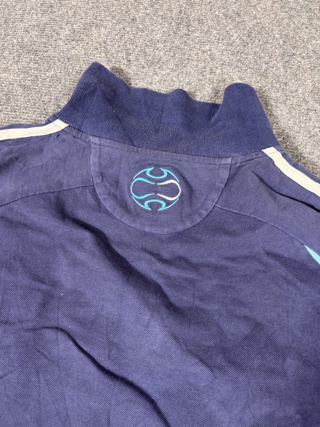 Vintage Y2K Adidas Olympique Marseille Polo Men’s L Navy Blue Predator Badge Logos L/S