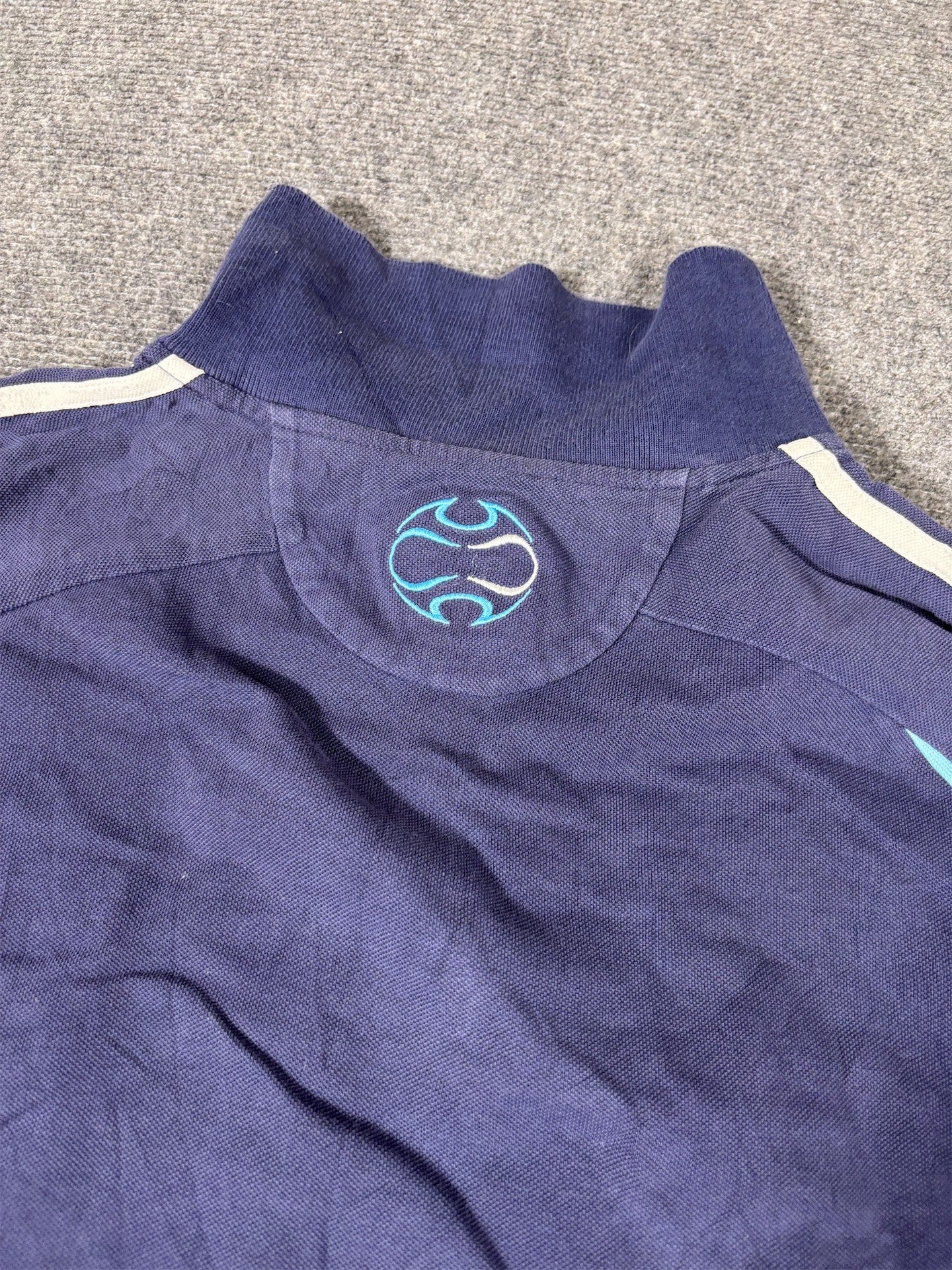 Vintage Y2K Adidas Olympique Marseille Polo Men’s L Navy Blue Predator Badge Logos L/S