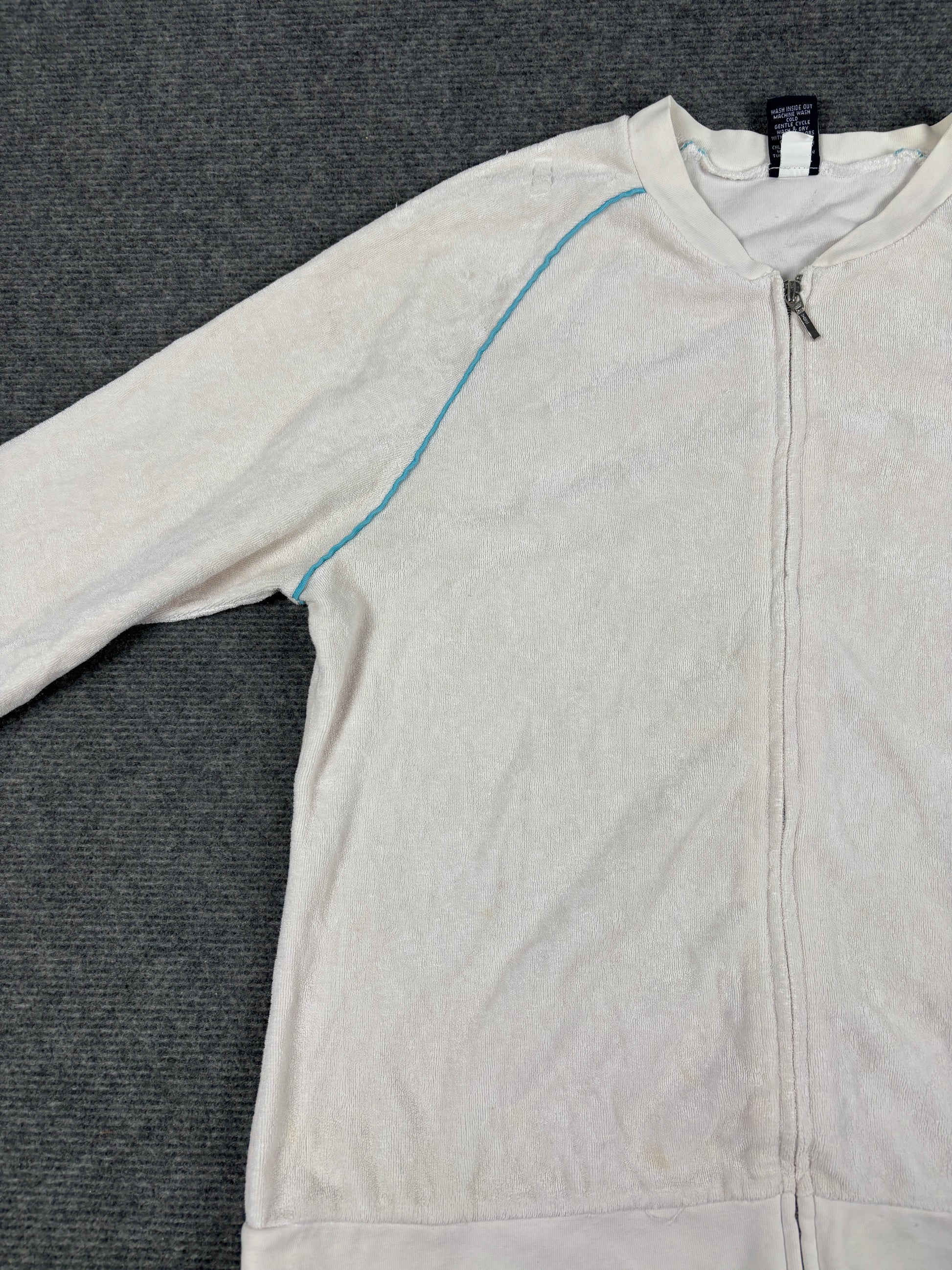 Vintage Y2K Gap Sweater Women's Small White Terrycloth Full Zip