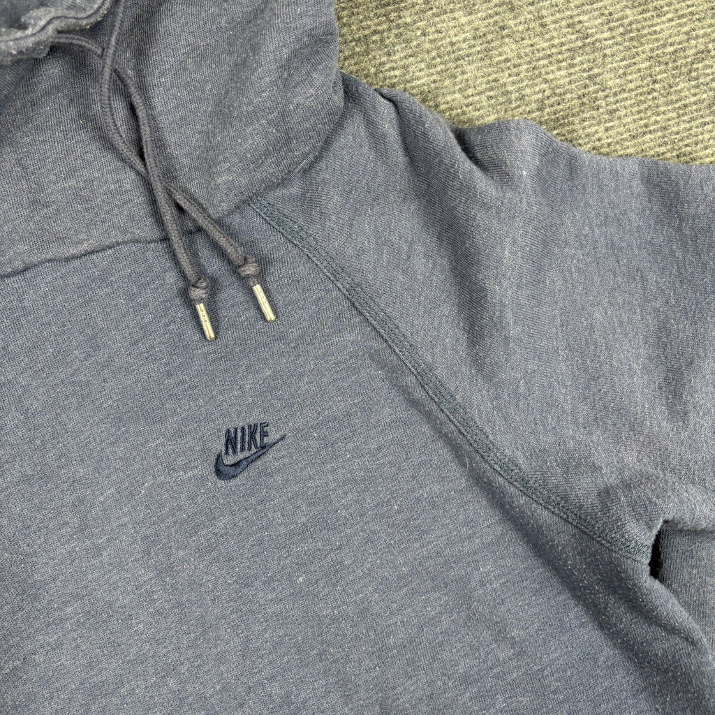 Vintage Y2K Nike Funnel Neck Jumper Women's Small Grey Blue Swoosh Logo