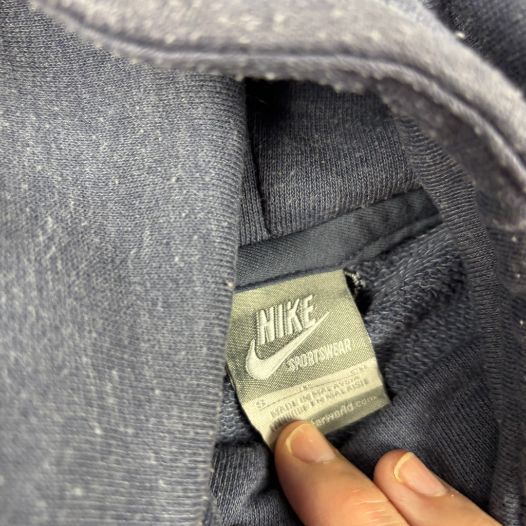 Vintage Y2K Nike Funnel Neck Jumper Women's Small Grey Blue Swoosh Logo