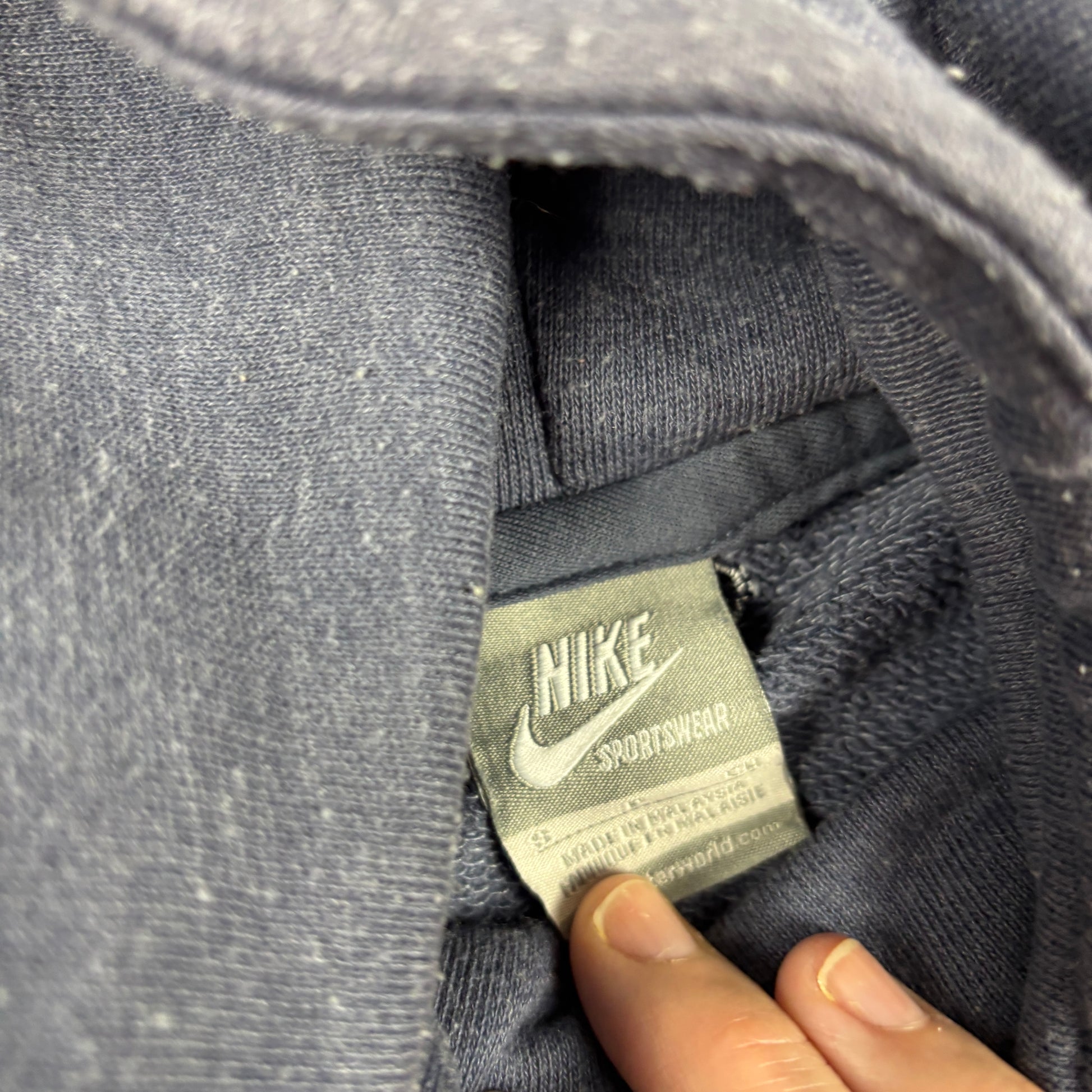 Vintage Y2K Nike Funnel Neck Jumper Women's Small Grey Blue Swoosh Logo