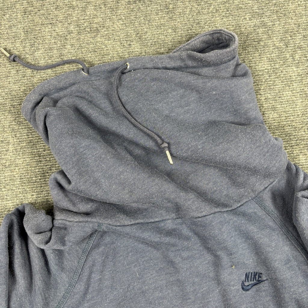 Vintage Y2K Nike Funnel Neck Jumper Women's Small Grey Blue Swoosh Logo