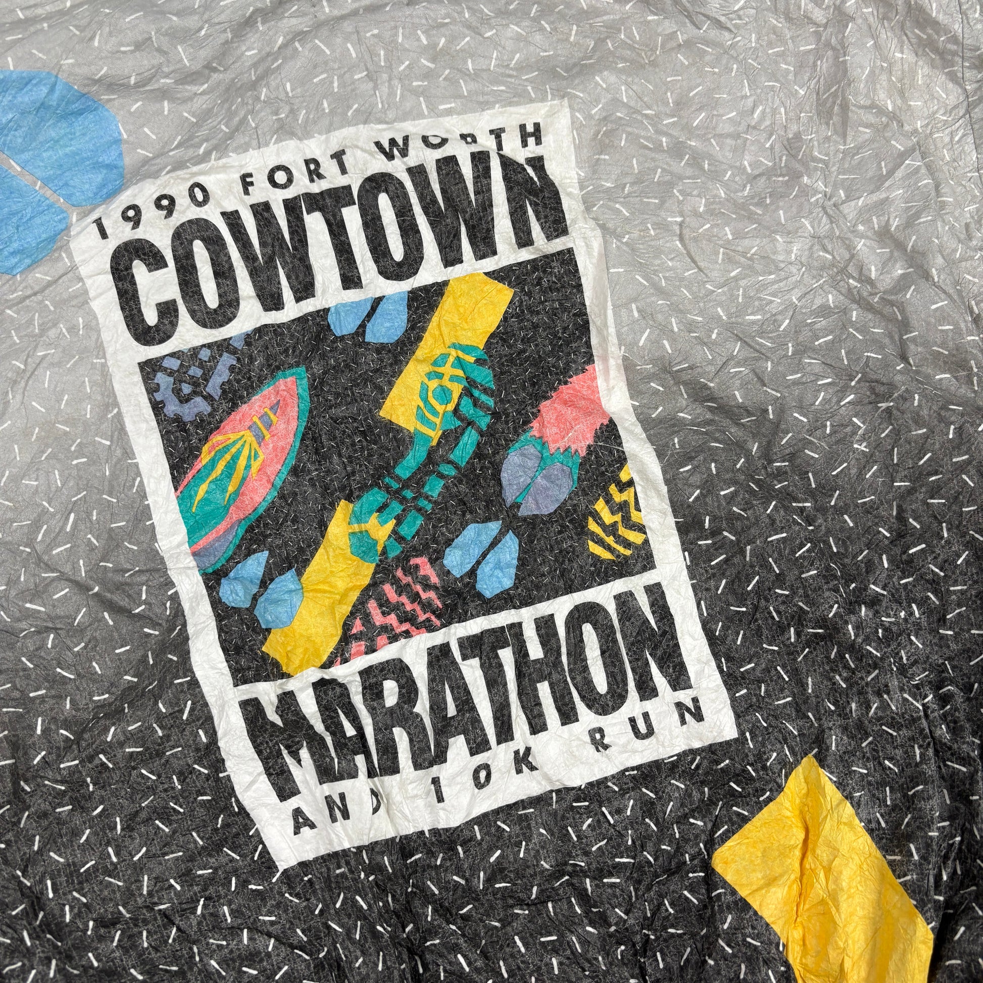 Vintage Marathon Tyvek Jacket Men's Large All Over Graphic Windbreaker