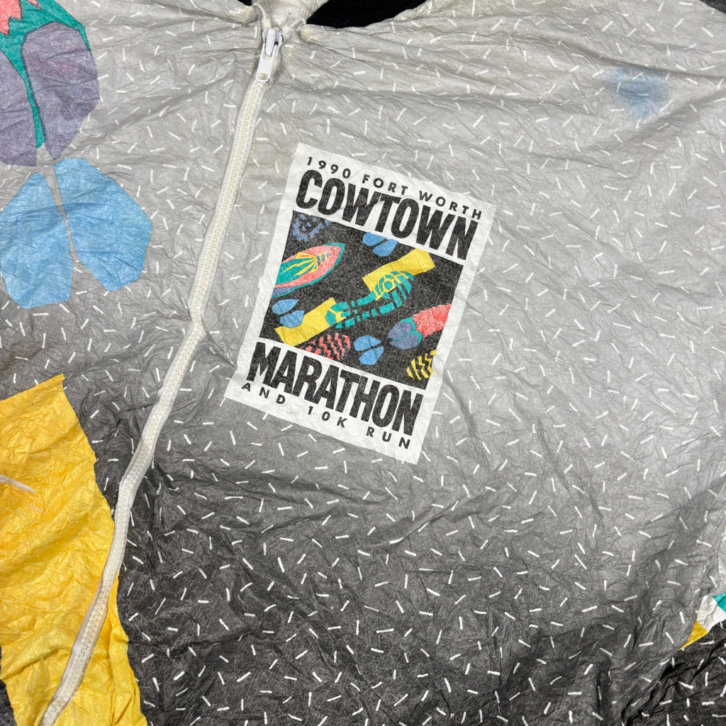Vintage Marathon Tyvek Jacket Men's Large All Over Graphic Windbreaker