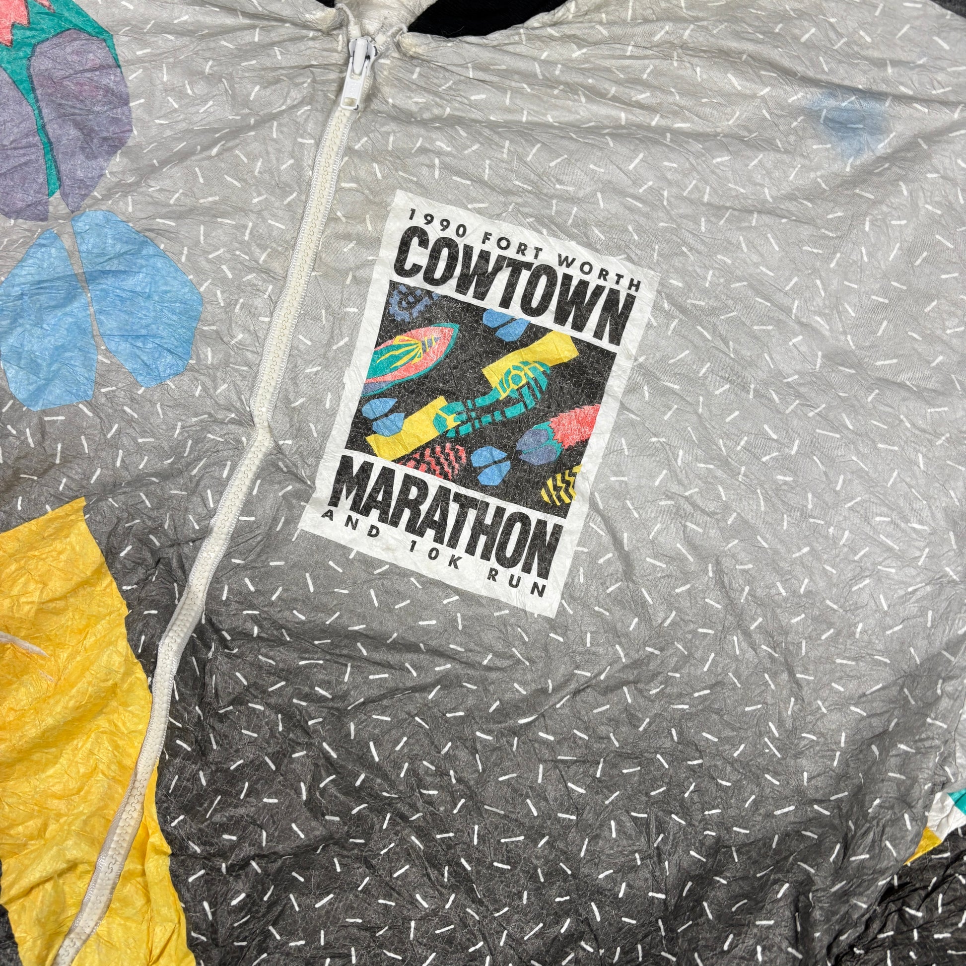 Vintage Marathon Tyvek Jacket Men's Large All Over Graphic Windbreaker