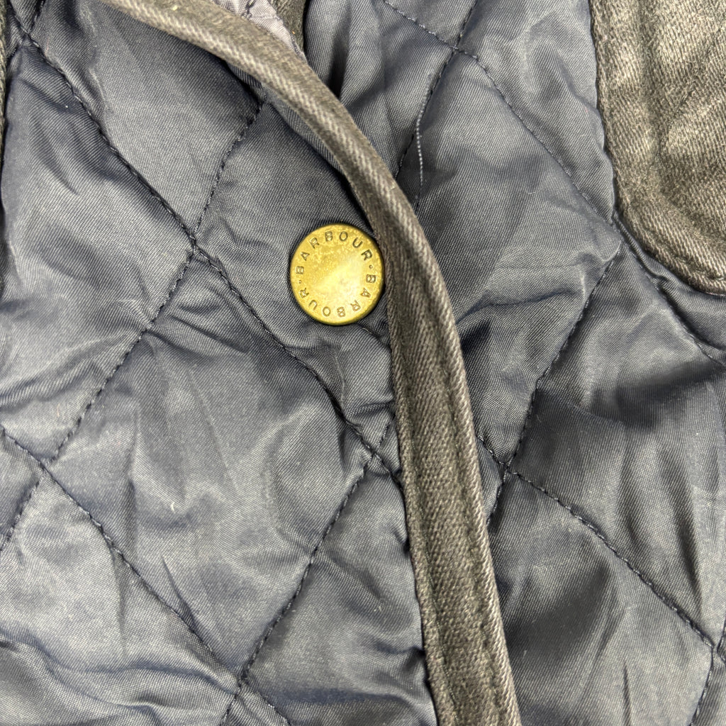 Barbour Quilted Jacket Women's Small Navy Brown Snap Button