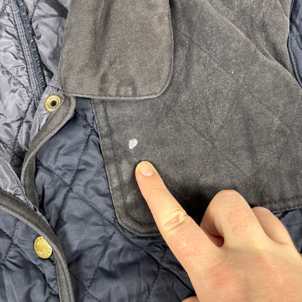 Barbour Quilted Jacket Women's Small Navy Brown Snap Button