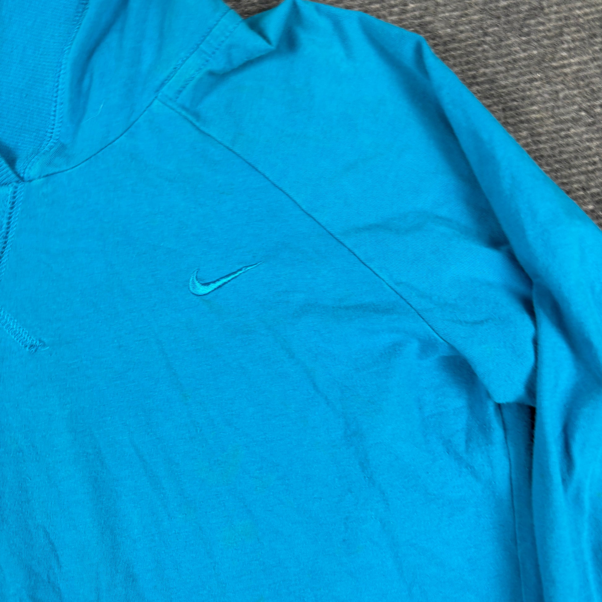Y2K Nike Activewear Hoodie Women's XS Blue Swoosh Stretchy Jumper