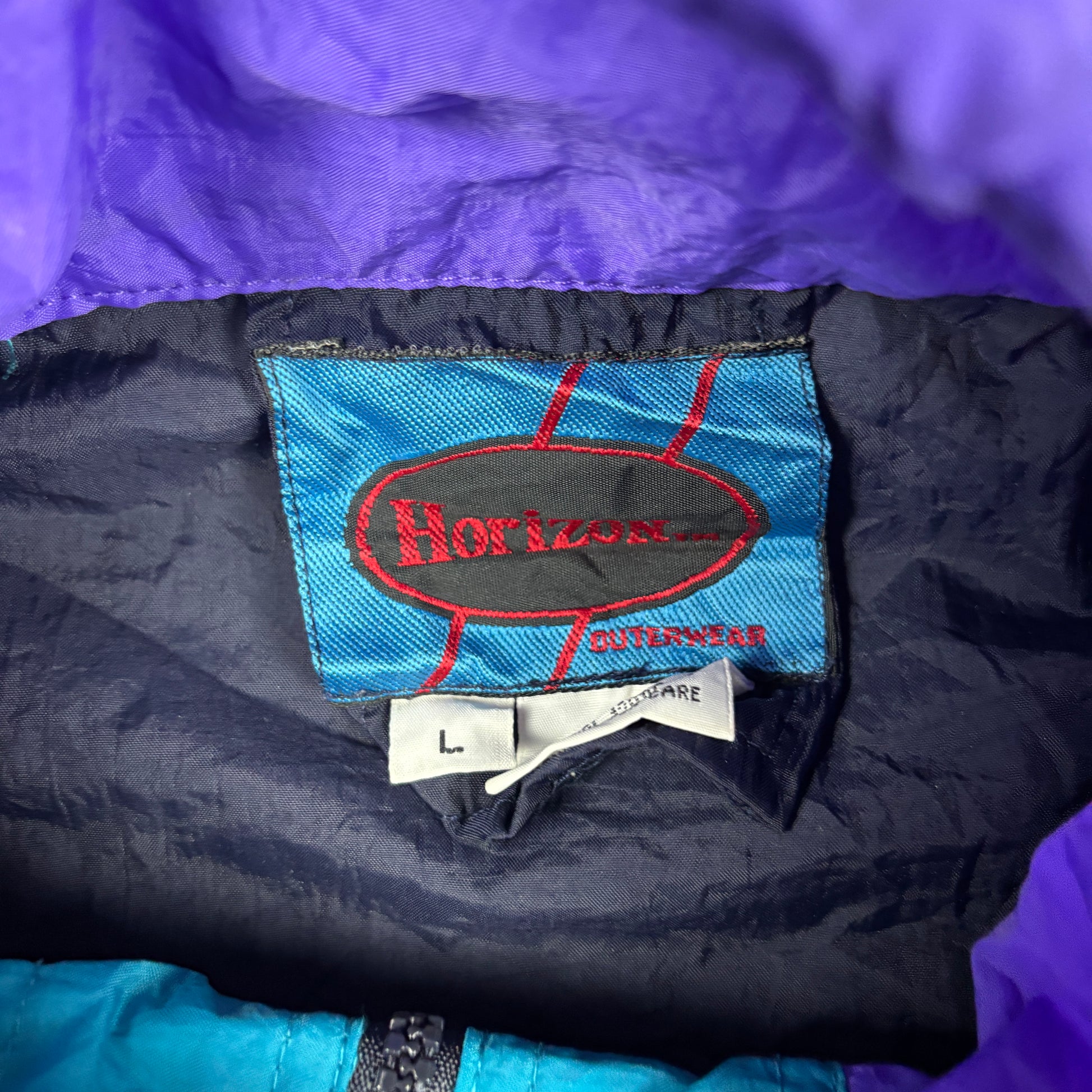 Vintage 80s Anorak Jacket Men's Large Black Fluro Nylon Windbreaker