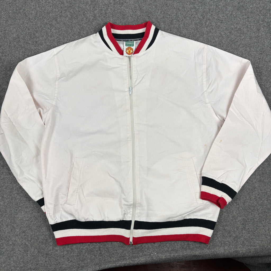 Retro 60's Replica Manchester United Jacket Men's Large White Bomber