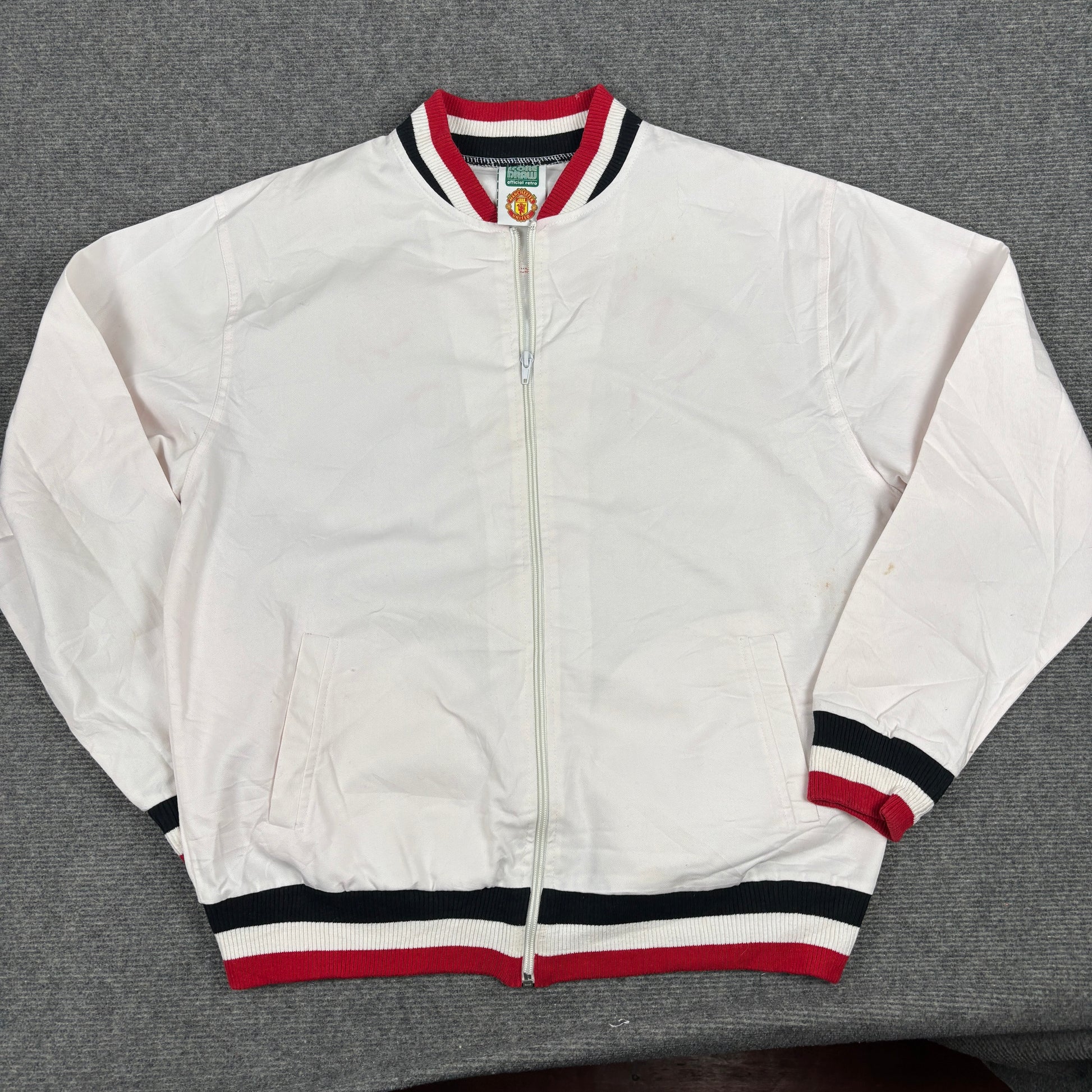 Retro 60's Replica Manchester United Jacket Men's Large White Bomber