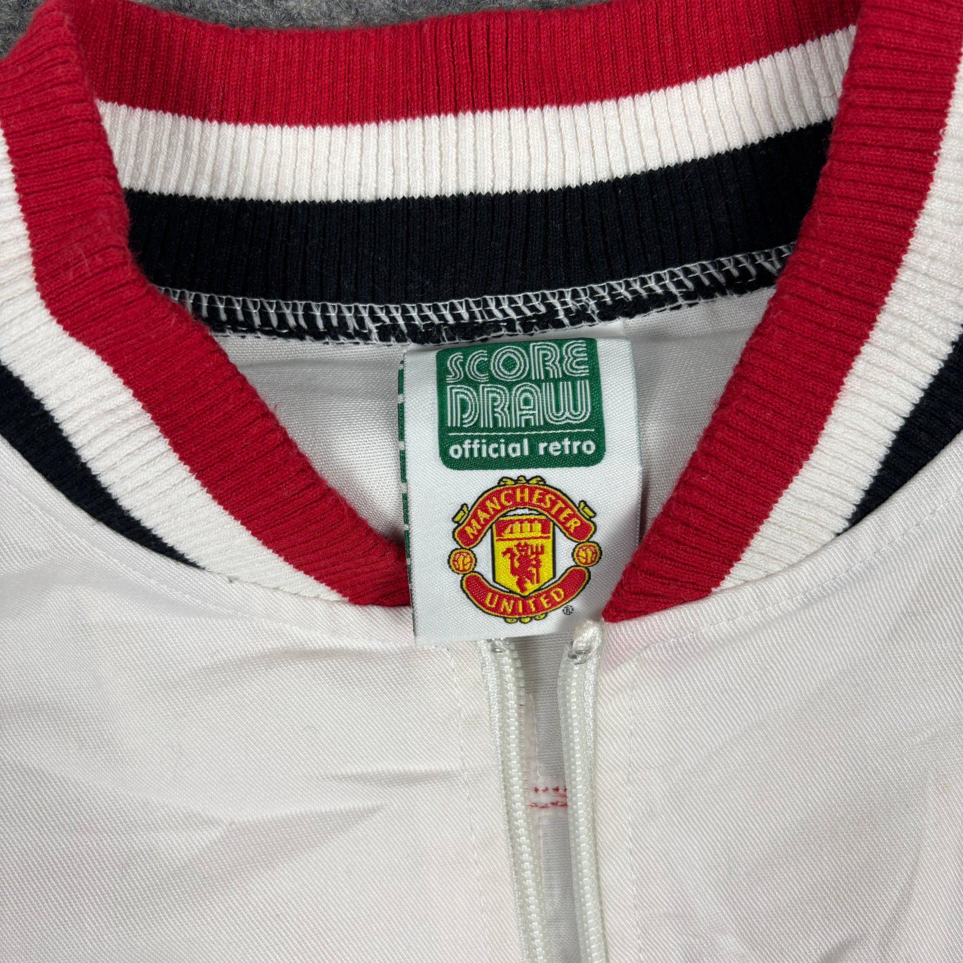 Retro 60's Replica Manchester United Jacket Men's Large White Bomber