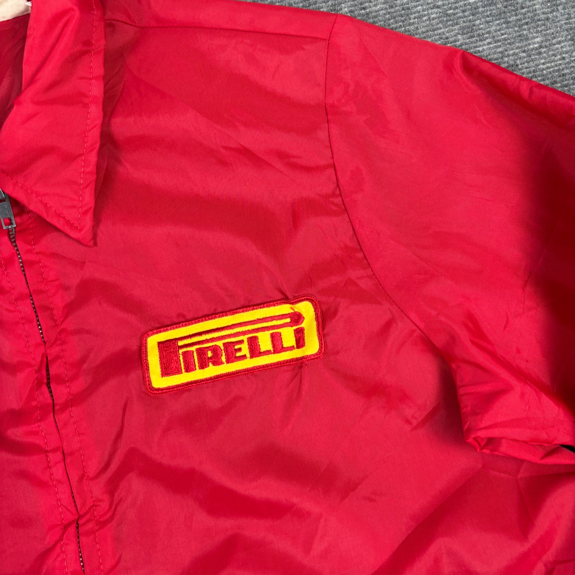 Vintage 70s Pirelli Jacket Men's Large Red Patch Logo Windbreaker