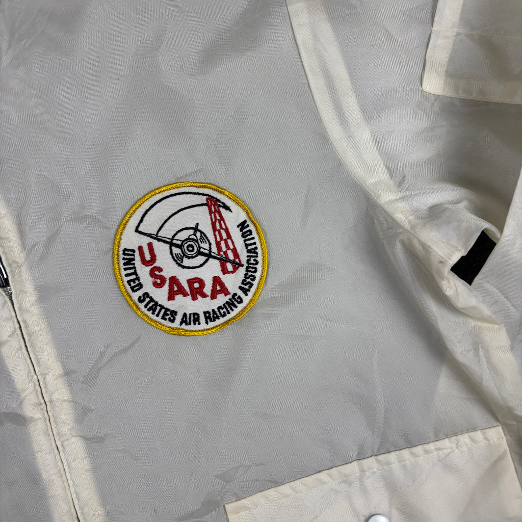 Vintage 70s Swingster Air Racing Jacket Men's Medium White Sheer Windbreaker