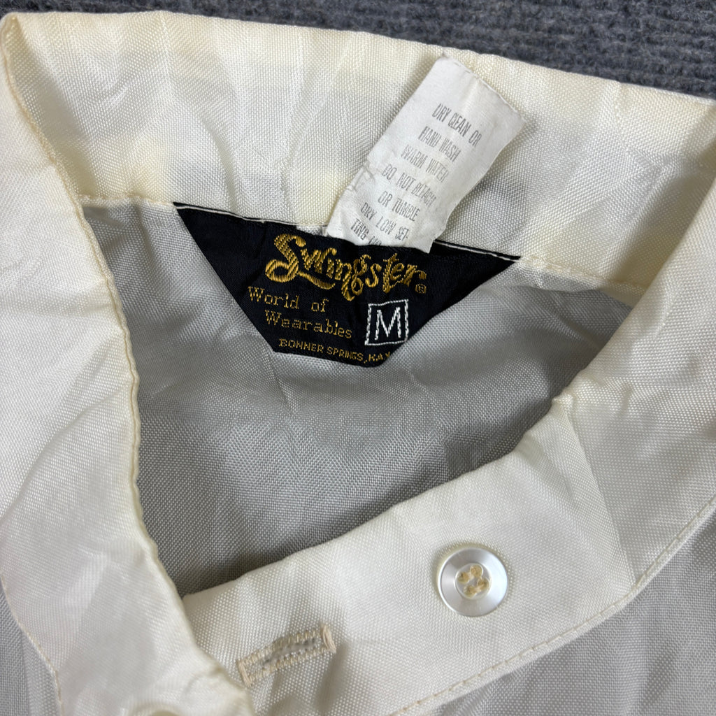 Vintage 70s Swingster Air Racing Jacket Men's Medium White Sheer Windbreaker