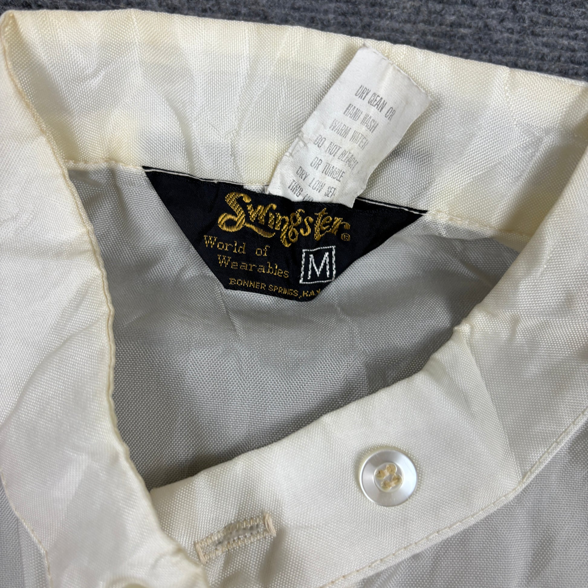 Vintage 70s Swingster Air Racing Jacket Men's Medium White Sheer Windbreaker