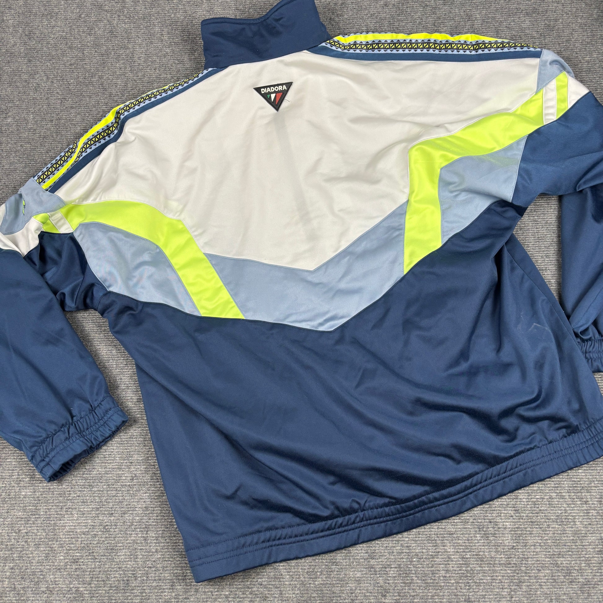 Vintage Diadora Track Jacket Men's XL Blue Green Retro Sportswear