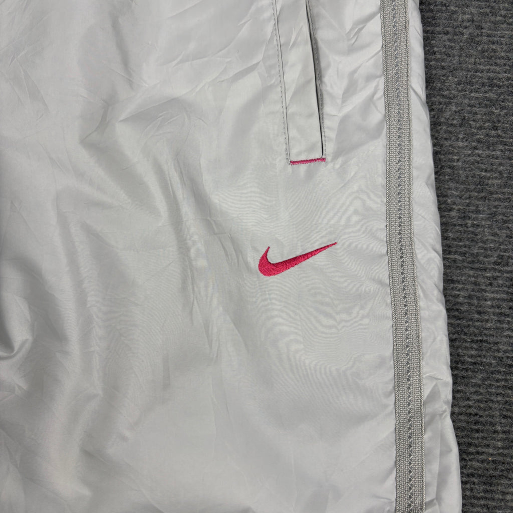Vintage 00s Nike Track Pants Women's Medium Grey Pink Mini Swoosh