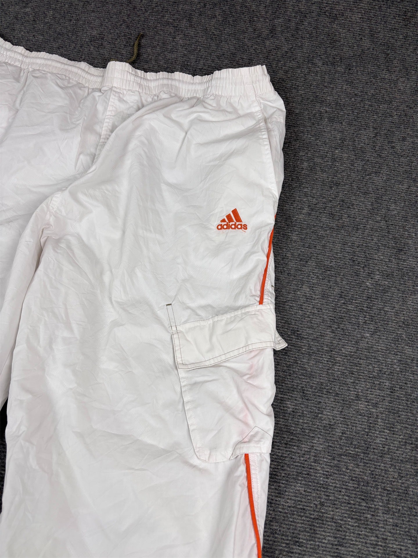 Vintage Y2K Adidas 3/4 Track Pants Men’s M White Orange Summer Cargo Bungee Tabs