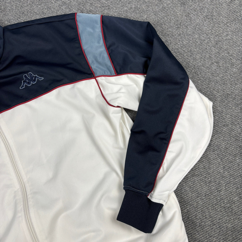 2000s Kappa Jacket Men's Large White Blue OG Logo Zip Up