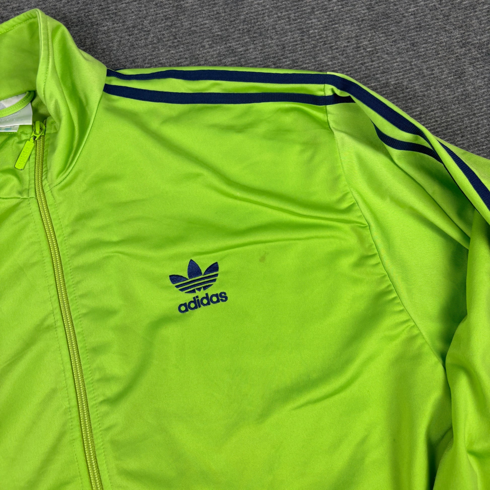 Vintage 90s Adidas Jacket Men's XL Green Blue 3 Stripe Old School Full Zip