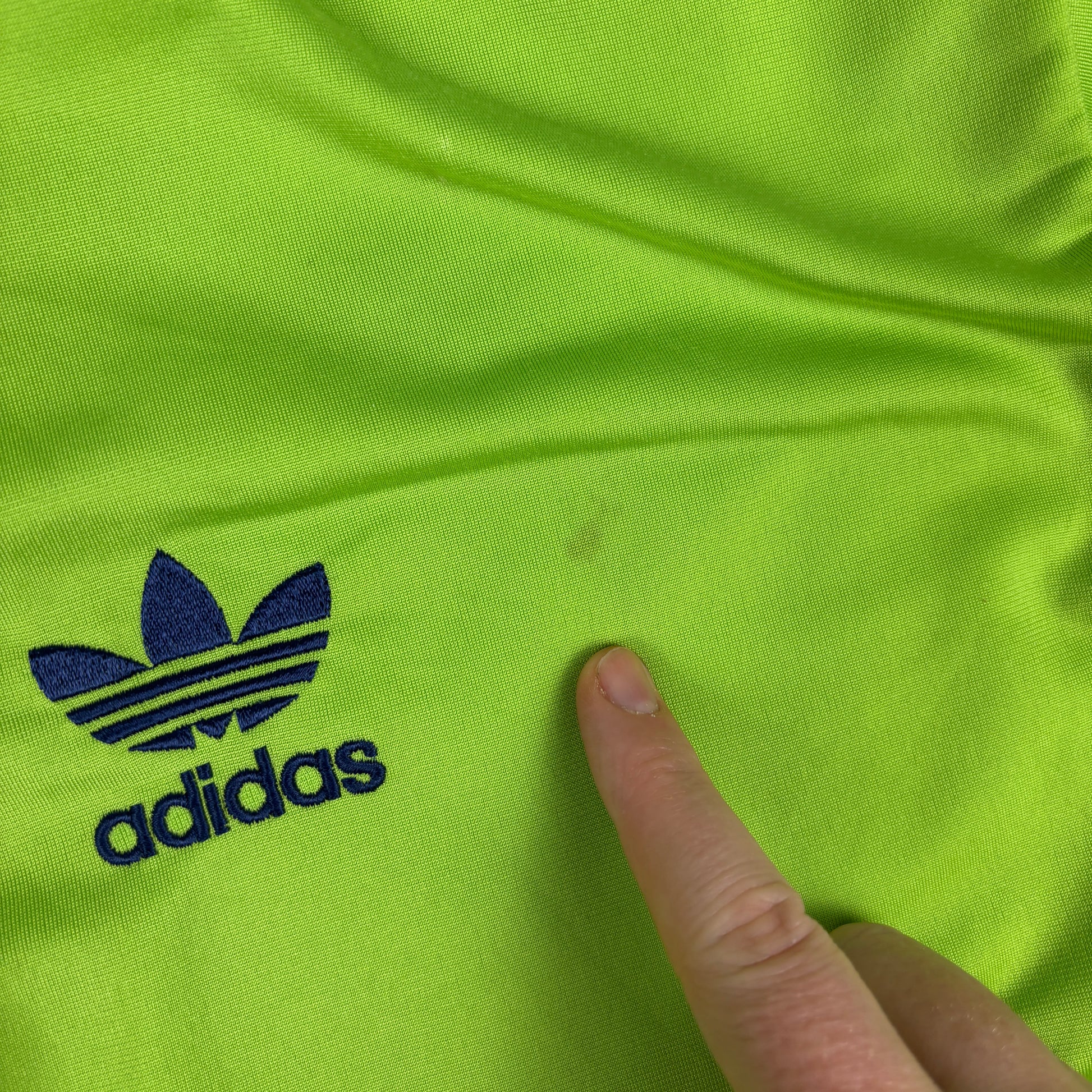 Vintage 90s Adidas Jacket Men's XL Green Blue 3 Stripe Old School Full Zip