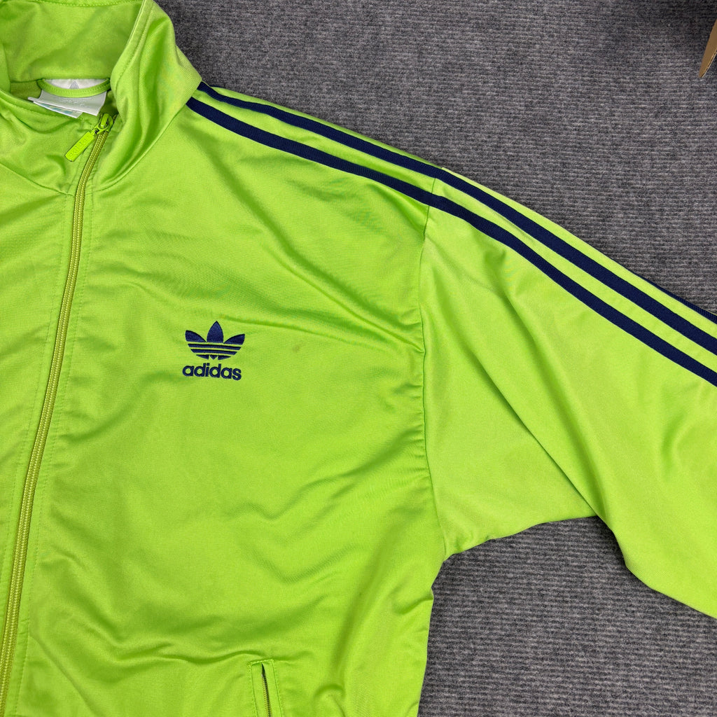 Vintage 90s Adidas Jacket Men's XL Green Blue 3 Stripe Old School Full Zip