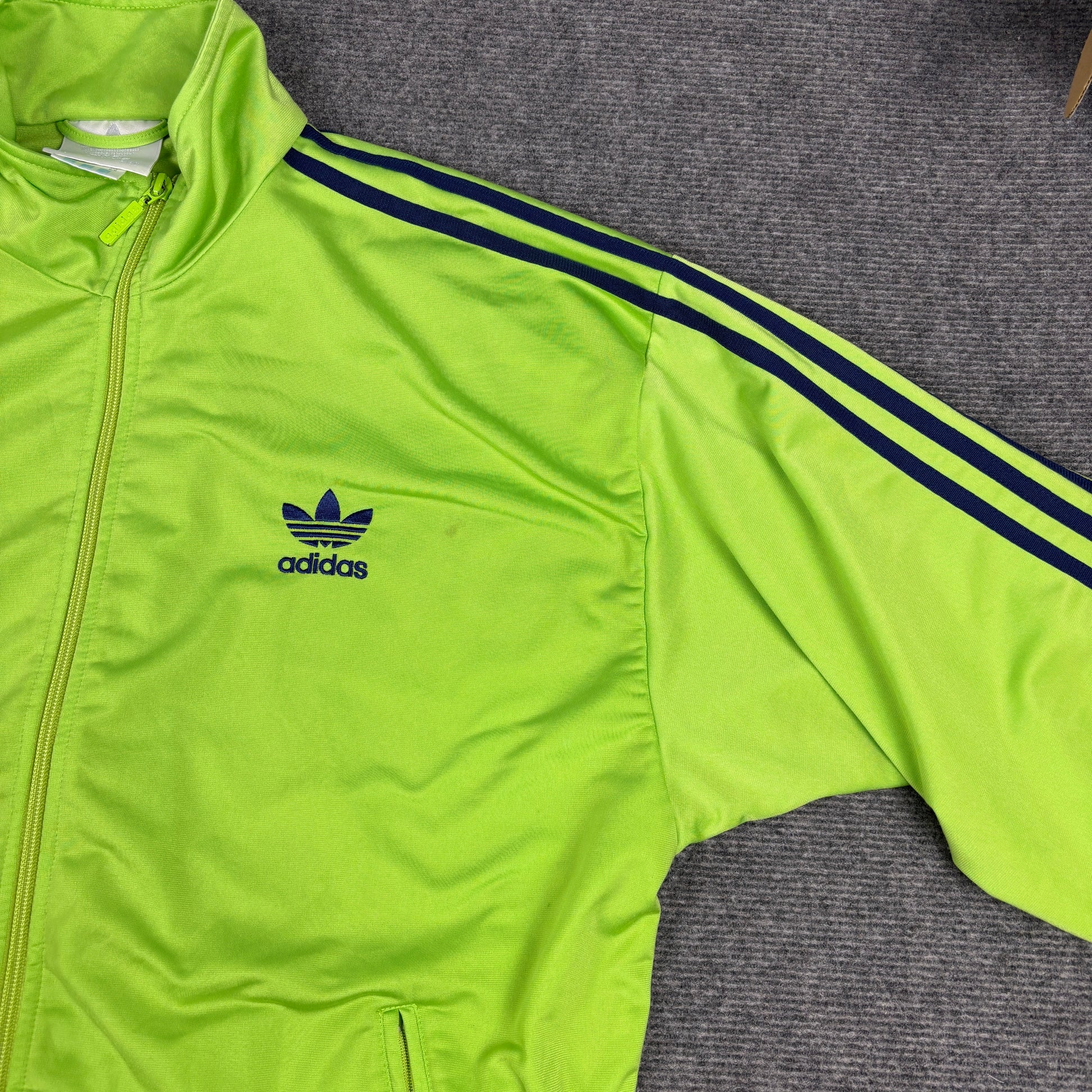 Vintage 90s Adidas Jacket Men's XL Green Blue 3 Stripe Old School Full Zip